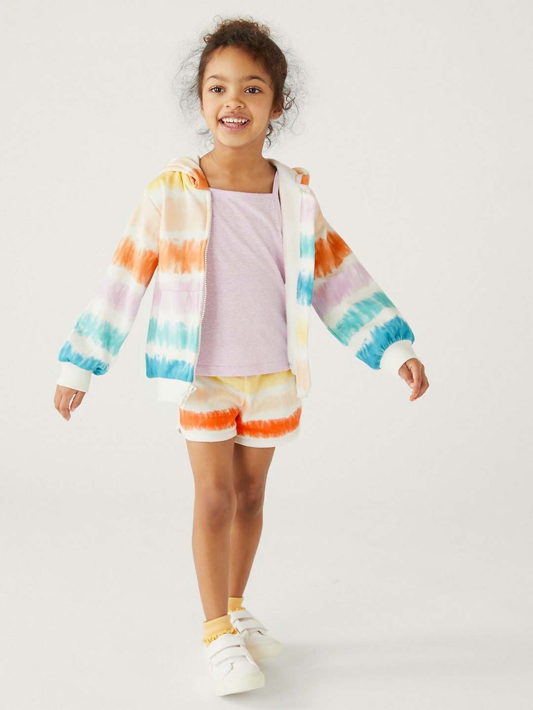 

Marks & Spencer Girls Tie & Dye Dyed Hooded Front-Open Sweatshirt, White