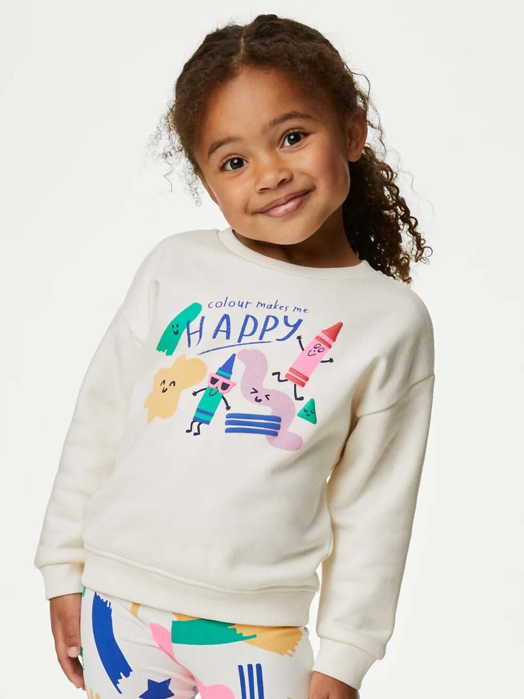 

Marks & Spencer Girls Typography Printed Pullover Sweatshirt, Off white