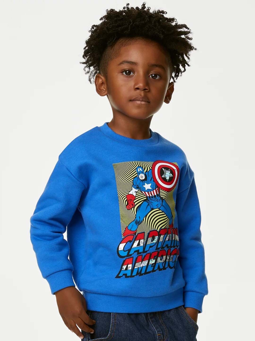 

Marks & Spencer Boys Captain America Printed Sweatshirt, Blue