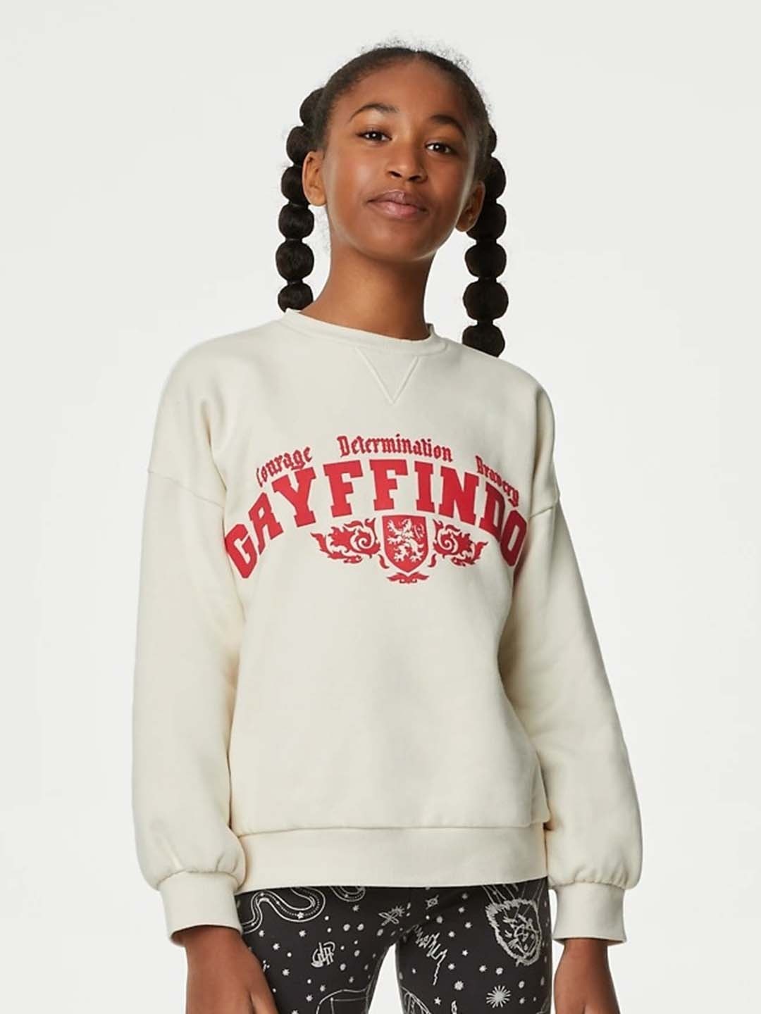 

Marks & Spencer Girls Typography Printed Pullover Sweatshirt, Off white