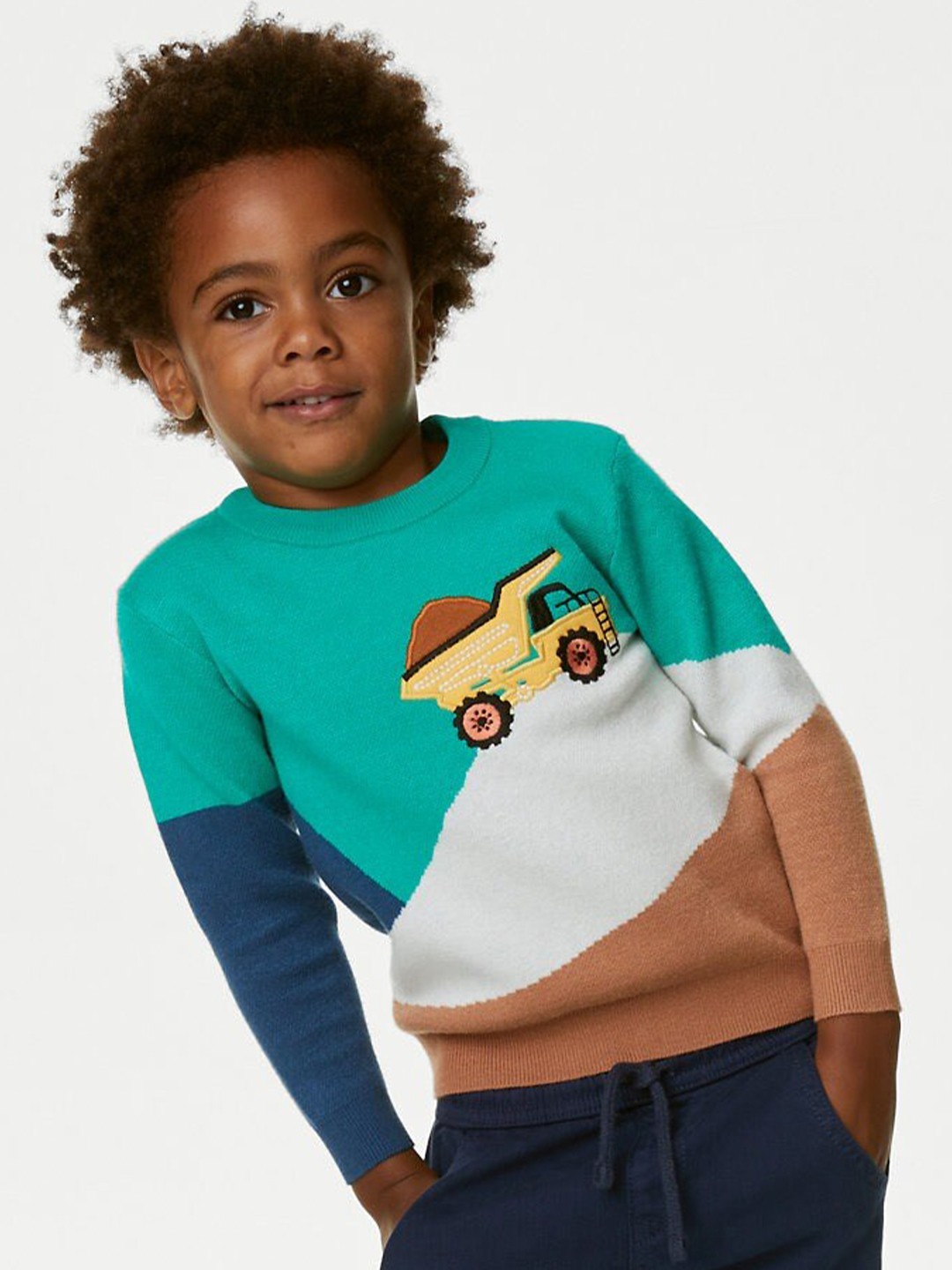 

Marks & Spencer Boys Colourblocked Pullover Sweater, Blue
