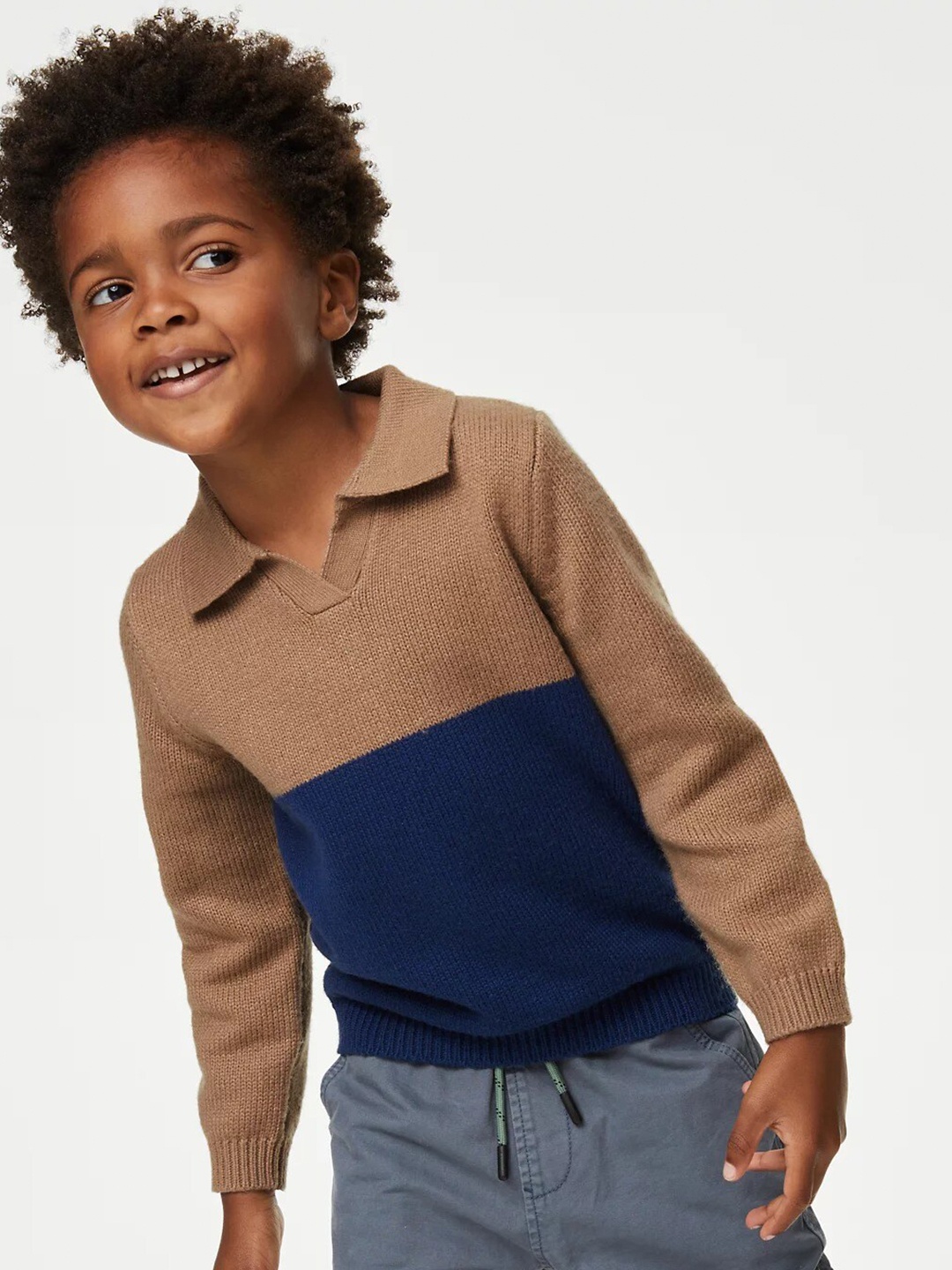 

Marks & Spencer Boys Colourblocked Pullover Sweater, Blue