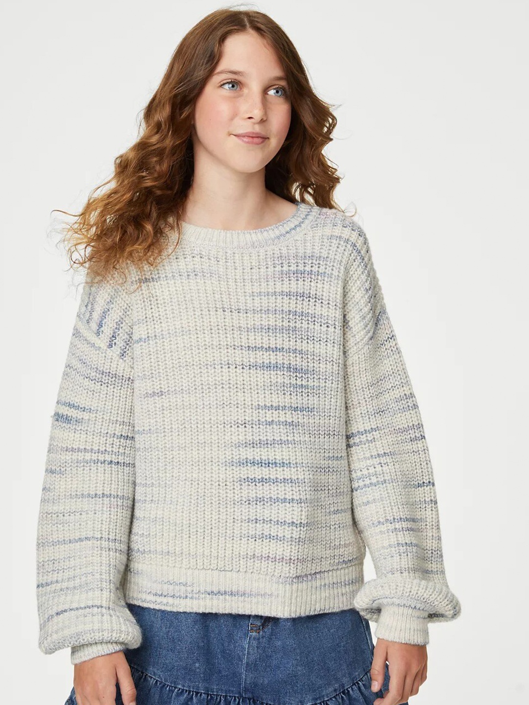 

Marks & Spencer Girls Open Knit Pullover Sweater, Off white