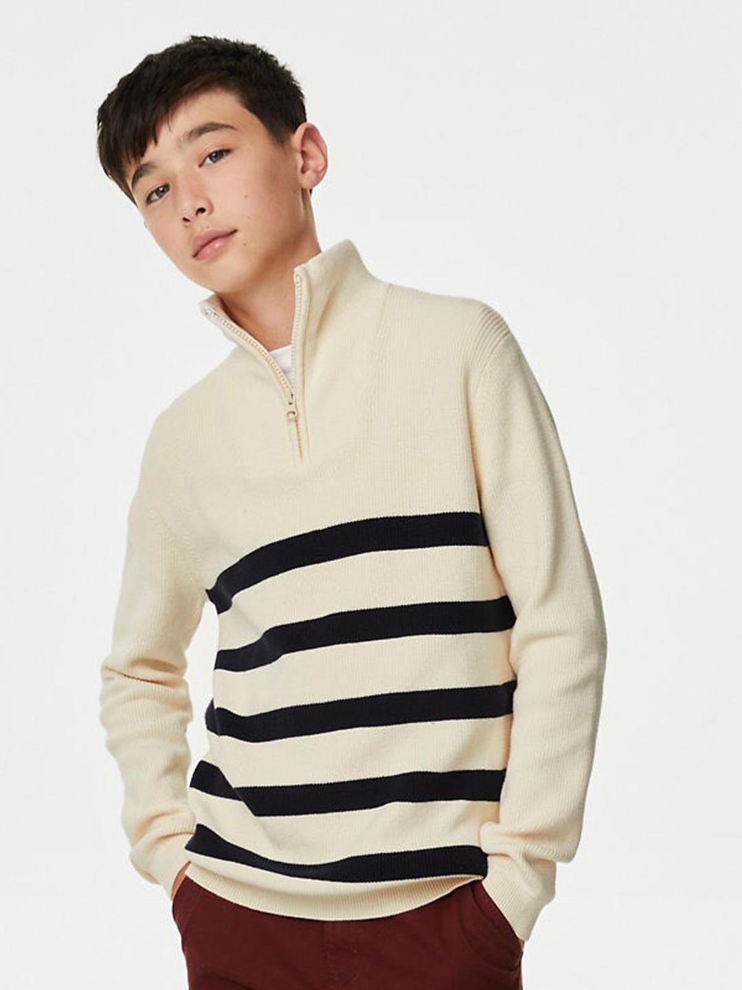 

Marks & Spencer Boys Striped Pullover Sweater, Cream