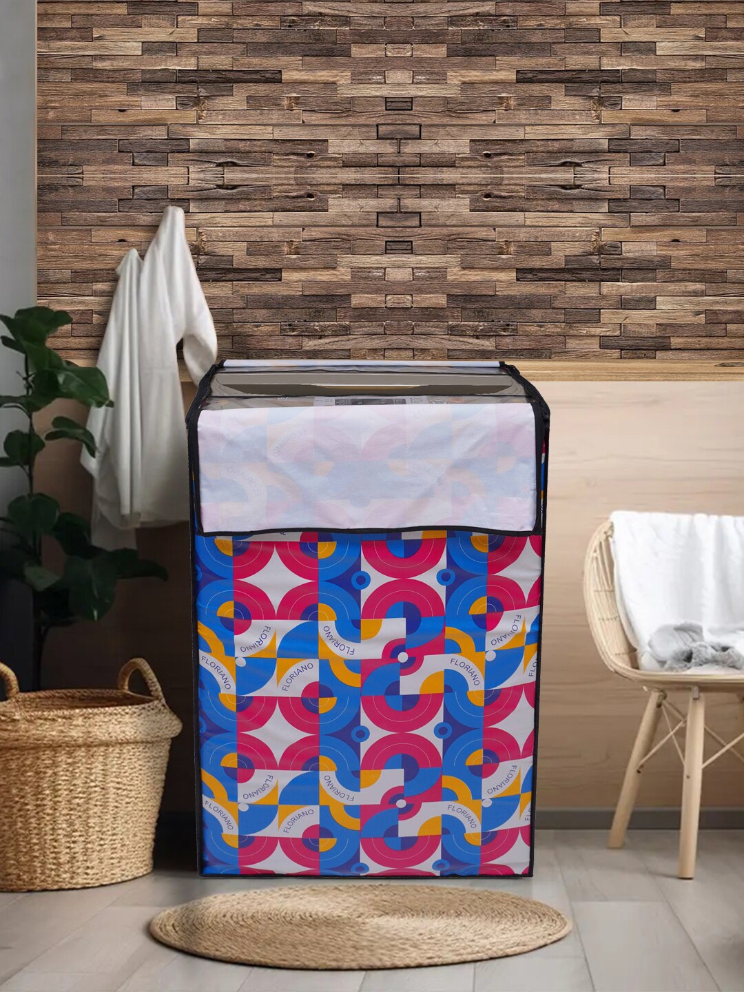 

DREAM CARE White & Blue Printed Waterproof Top Load Washing Machine Cover