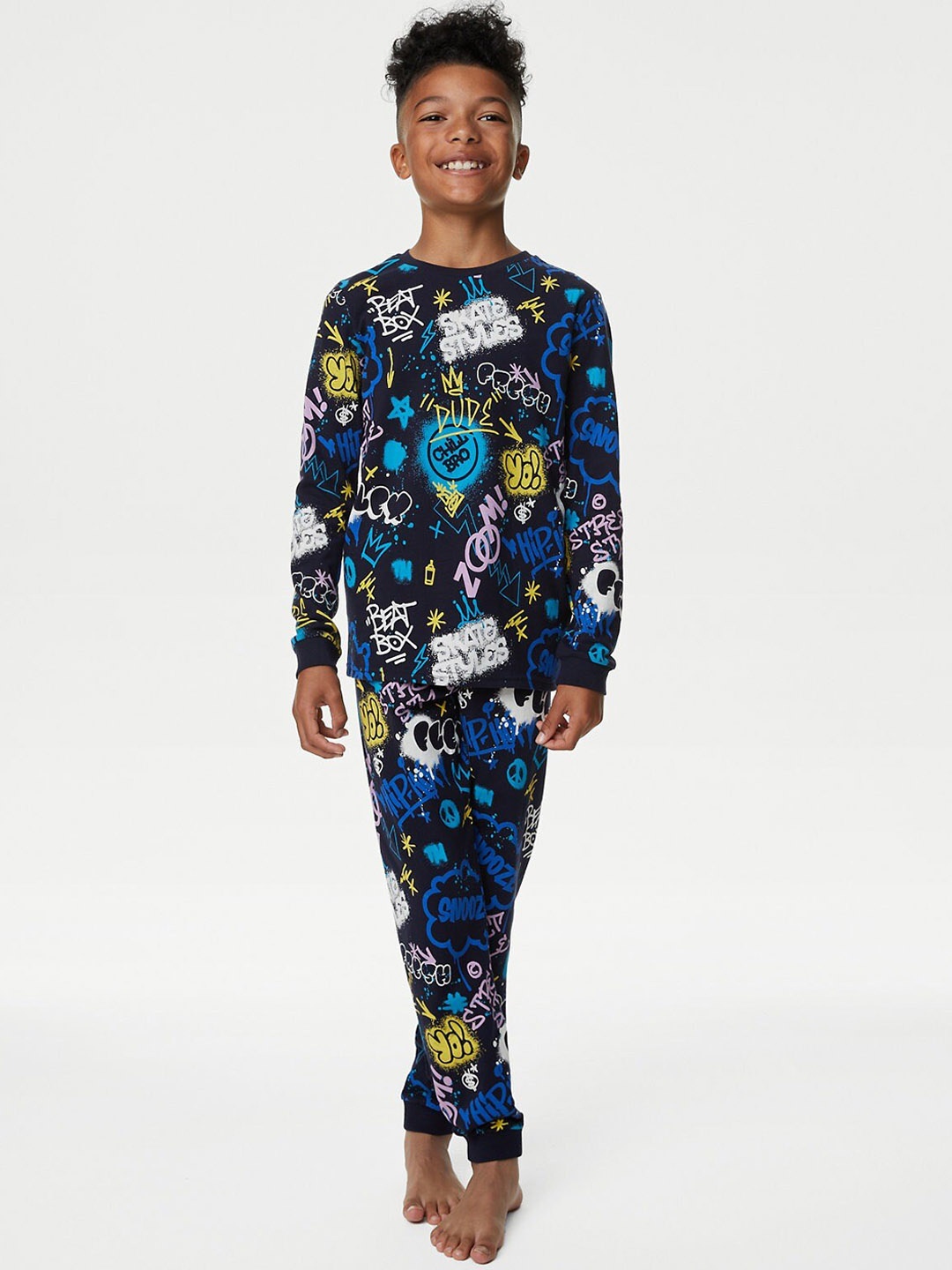 

Marks & Spencer Boys Typography Printed T-Shirt & Lounge Pants, Navy blue