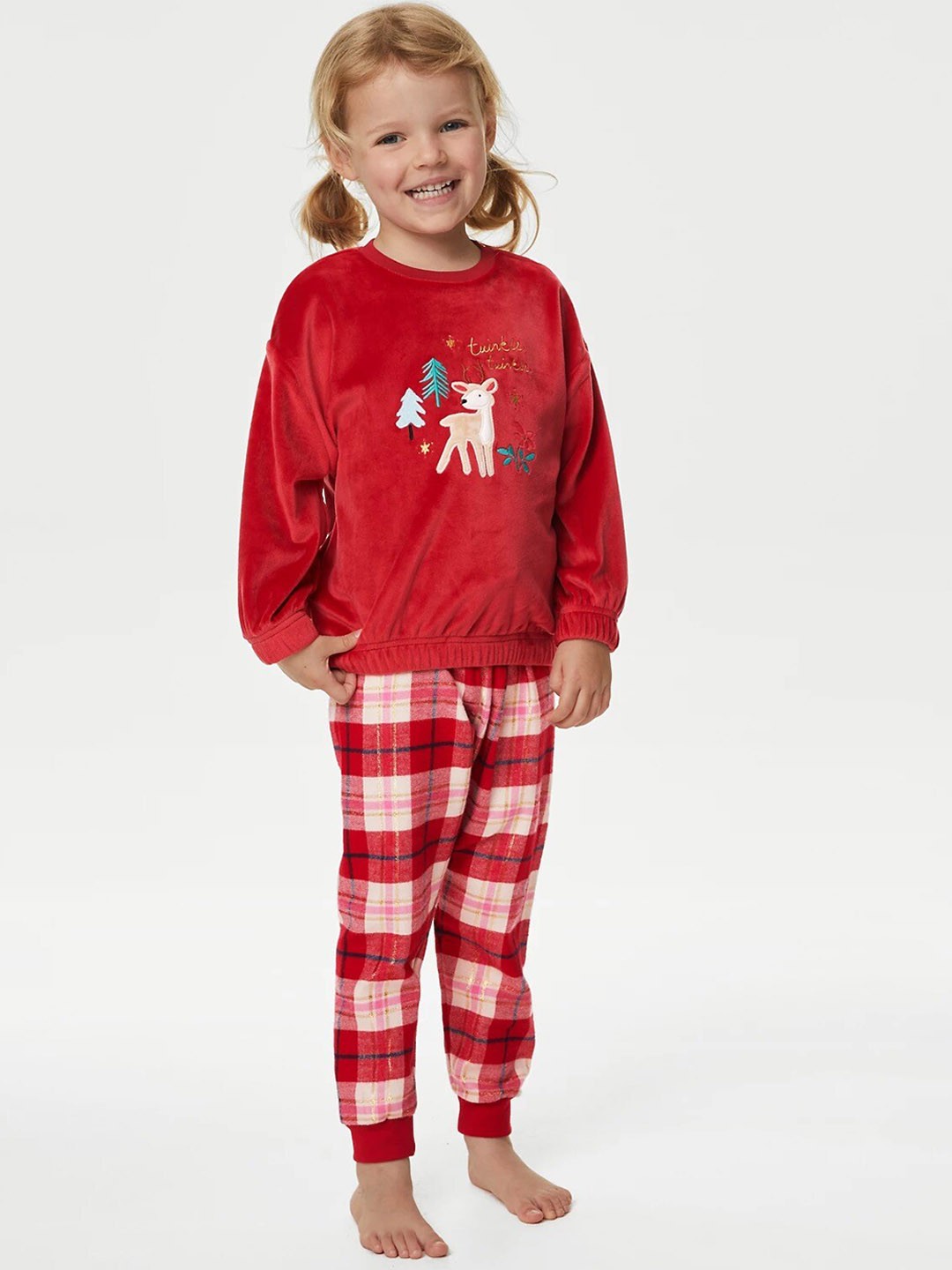

Marks & Spencer Girls Graphic Printed T-Shirt & Lounge Pants, Red