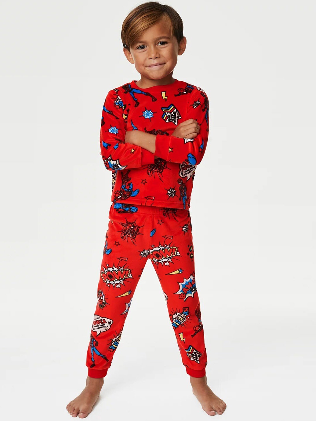 

Marks & Spencer Boys Spiderman Printed T-shirt & Lounge Pants, Red