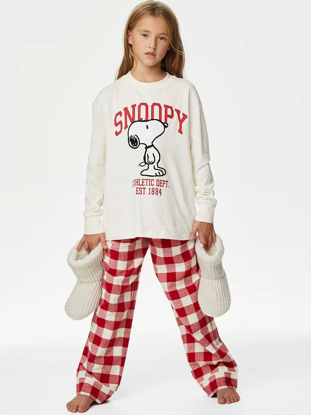 

Marks & Spencer Girls Snoopy Printed Pure Cotton T-Shirt & Lounge Pants, Red