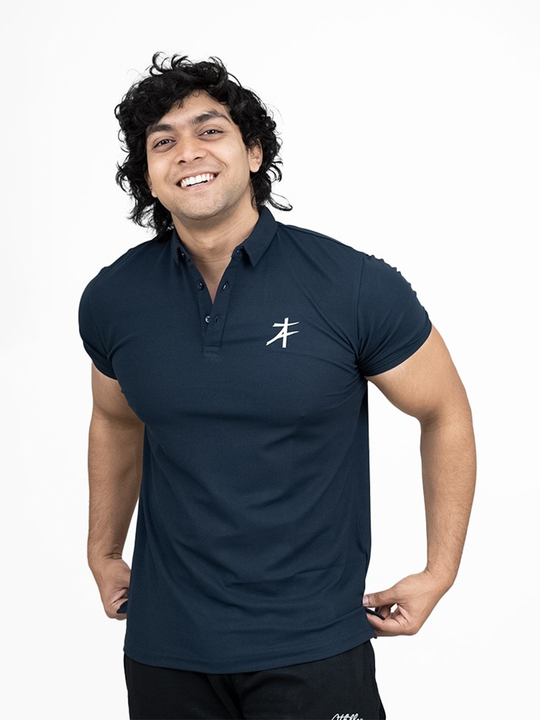 

Athflex Polo Collar Cotton Casual T-shirt, Navy blue