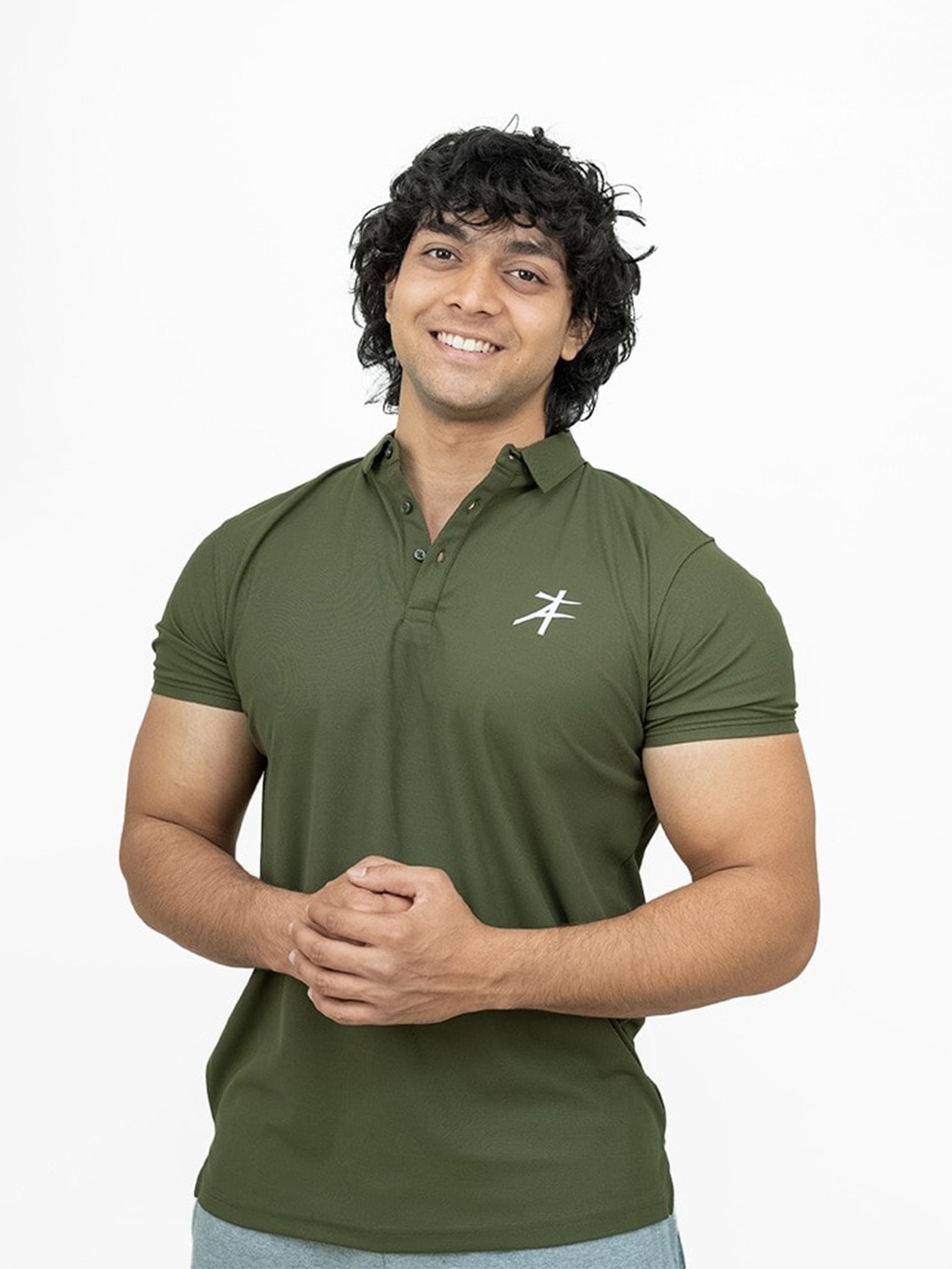 

Athflex Polo Collar Cotton Casual T-shirt, Olive