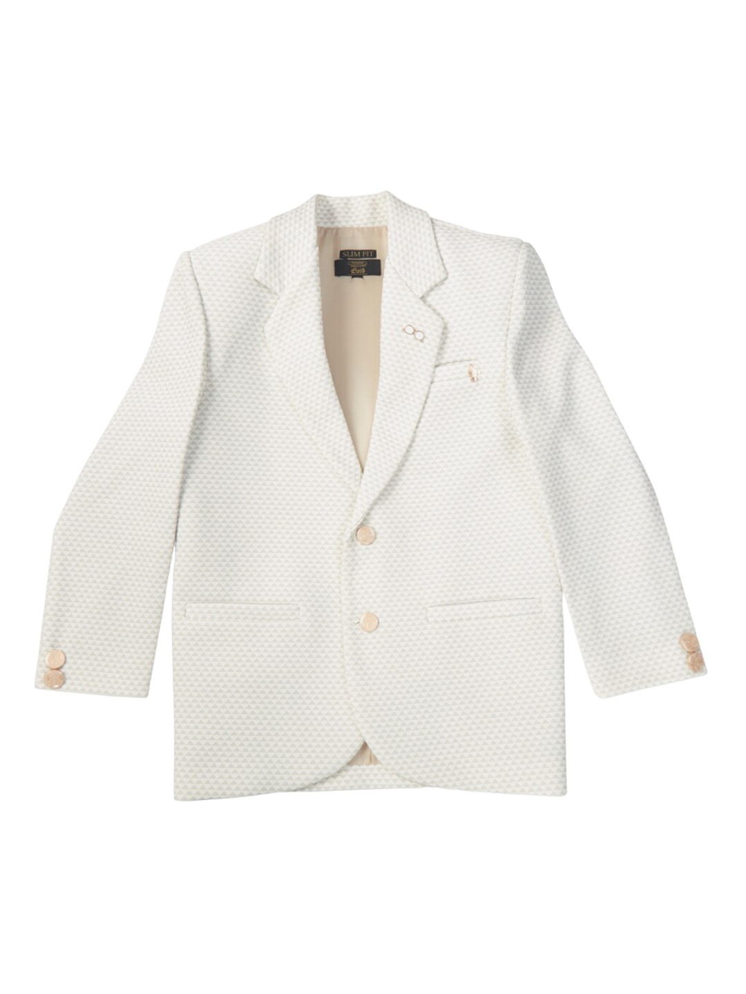 

Gini and Jony Boys Printed Single Breasted Cotton Blazer, White