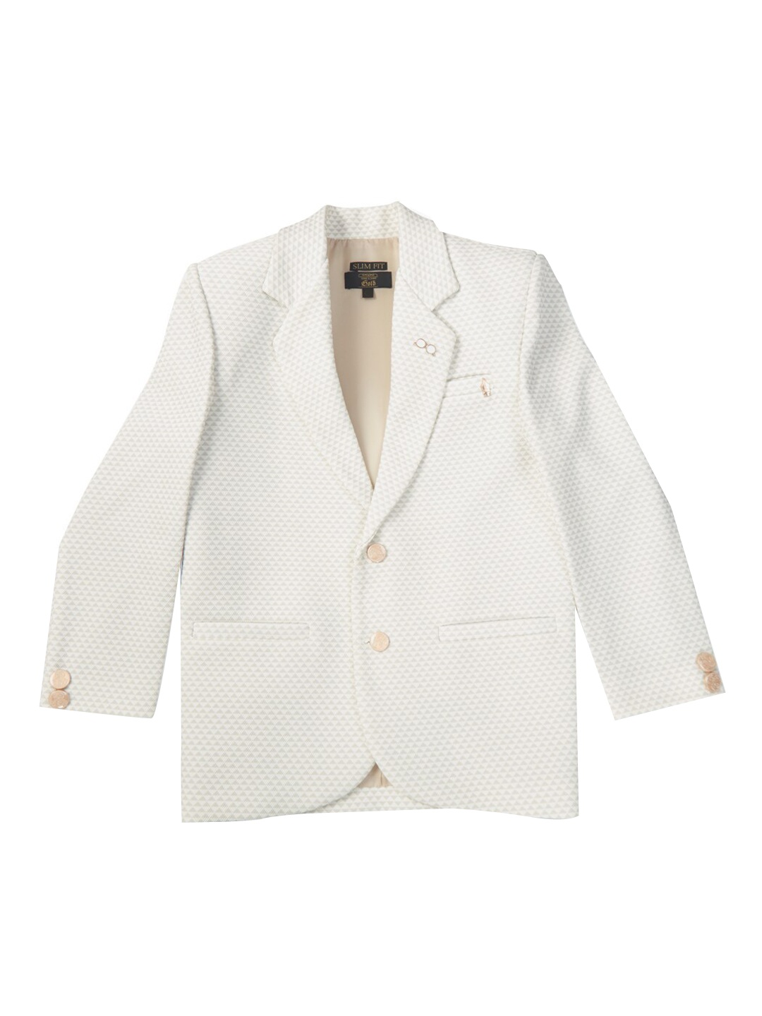 

Gini and Jony Boys Printed Single Breasted Cotton Blazer, White