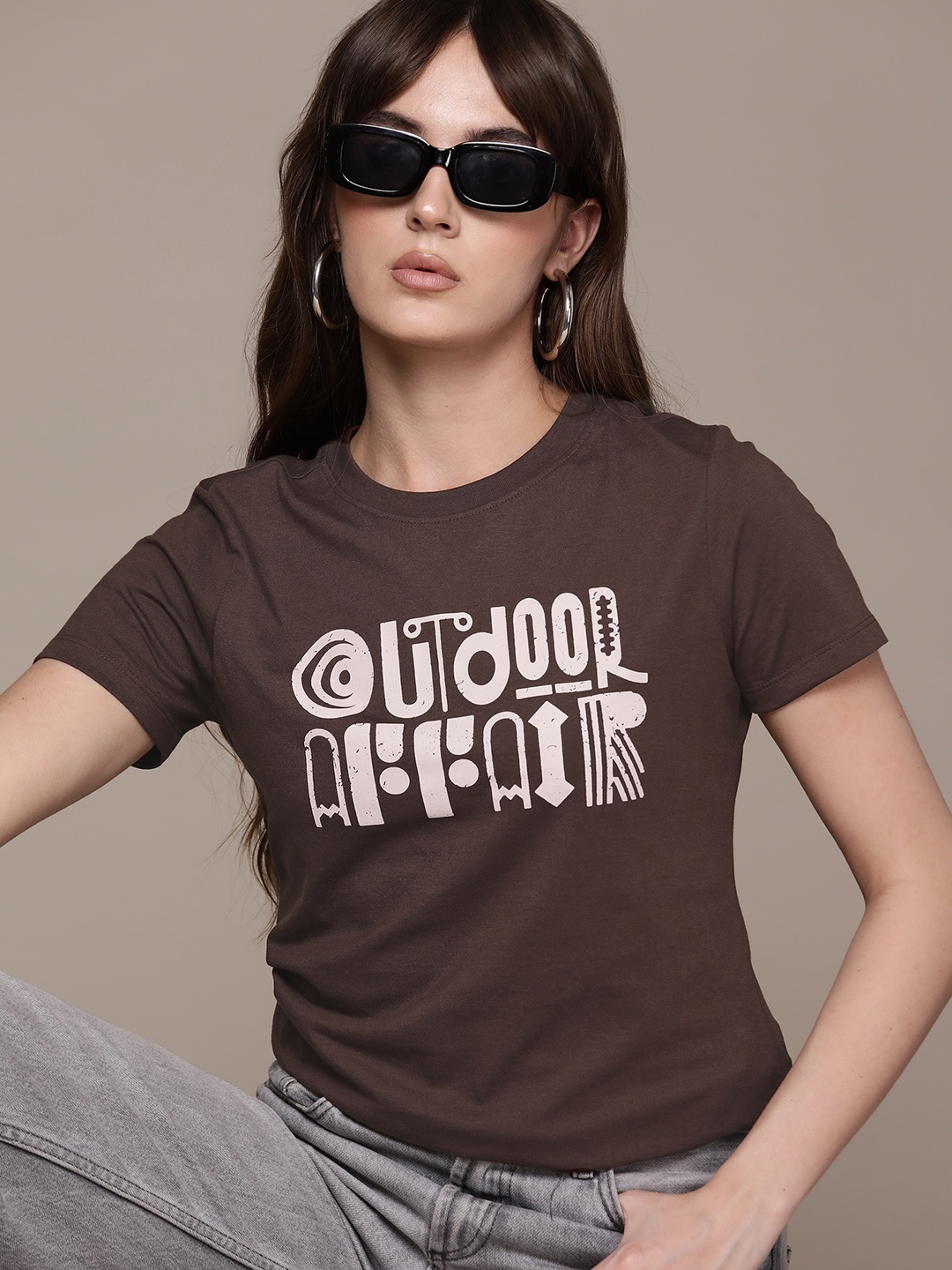 

The Roadster Lifestyle Co. Typography Printed T-shirt, Brown