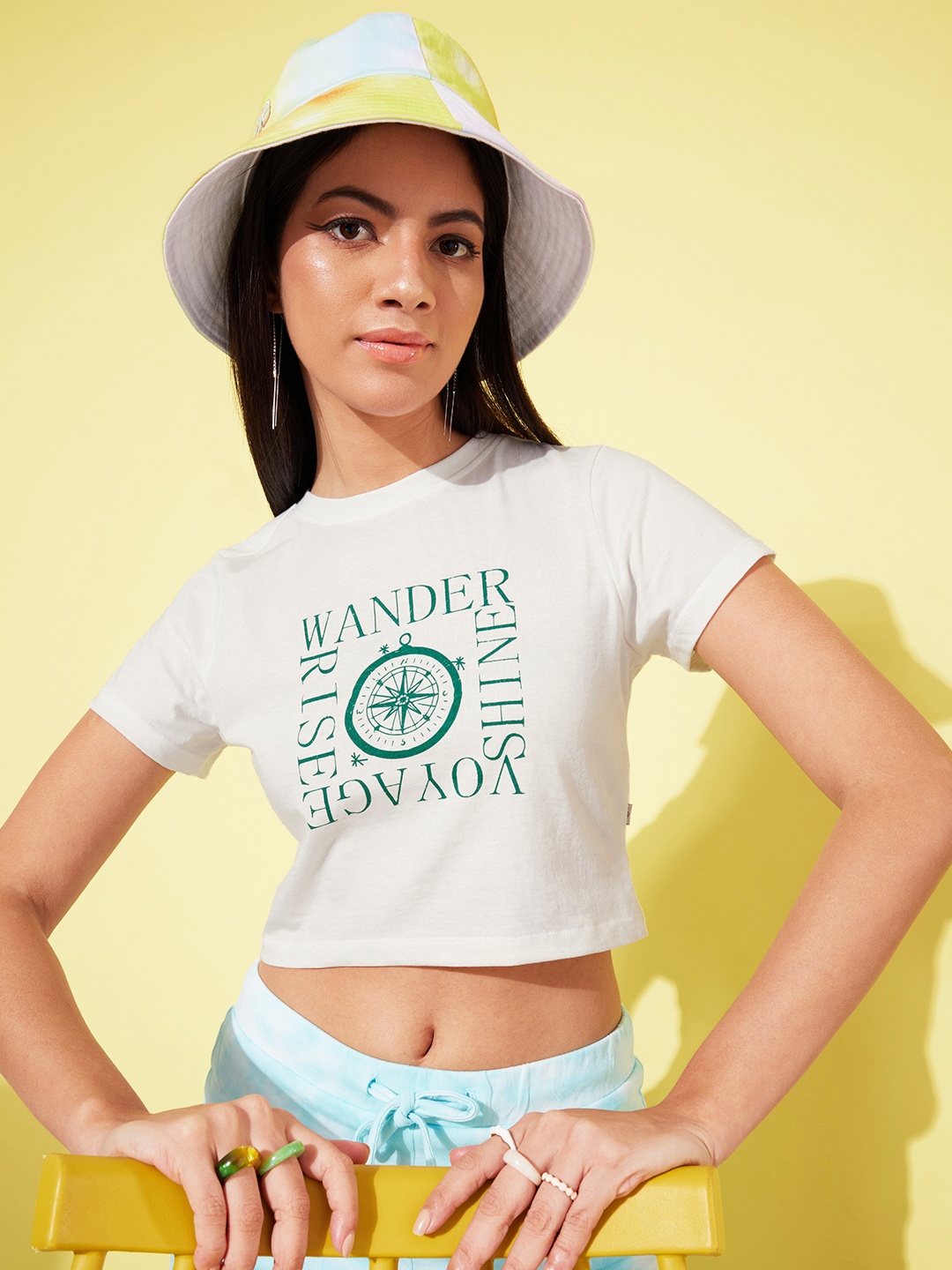 

The Roadster Lifestyle Co. Typography Printed Crop T-shirt, Cream
