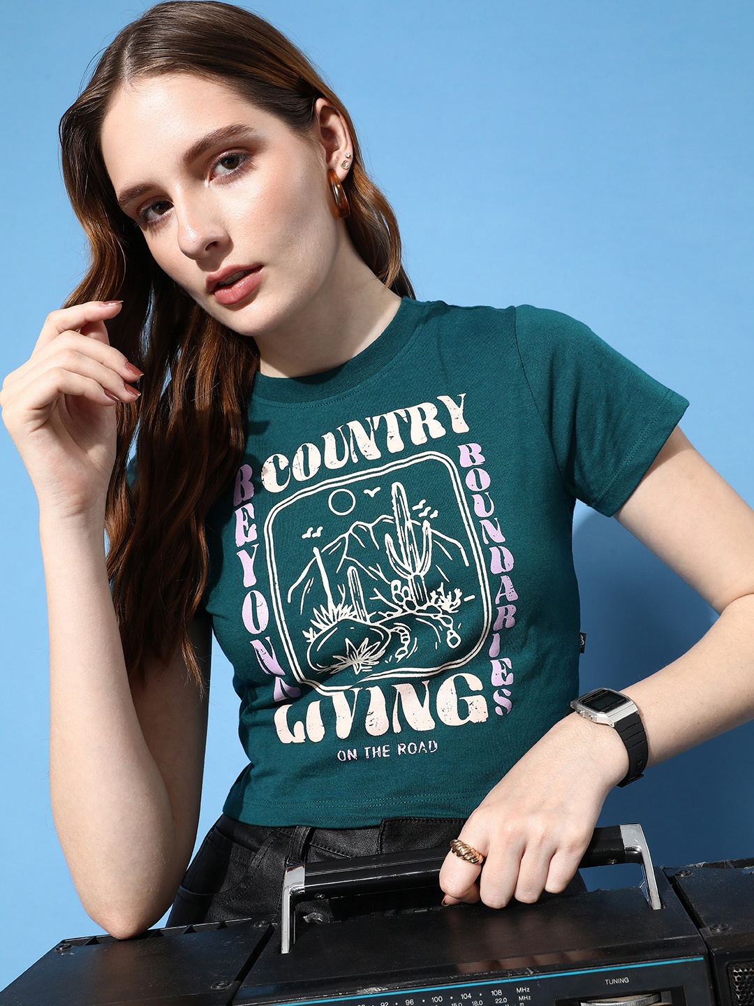 

The Roadster Life Co. Graphic Printed Slim Perfect Fit T-shirt, Green
