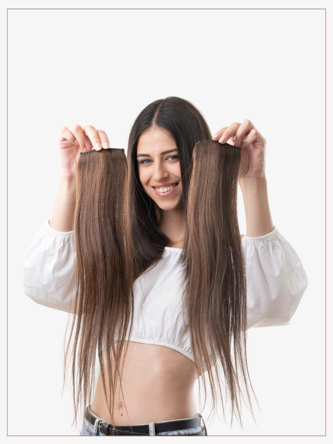 

HAIR ORIGINALS 2-Pcs Side Patch Clip-In Hair Extension - Medium Brown