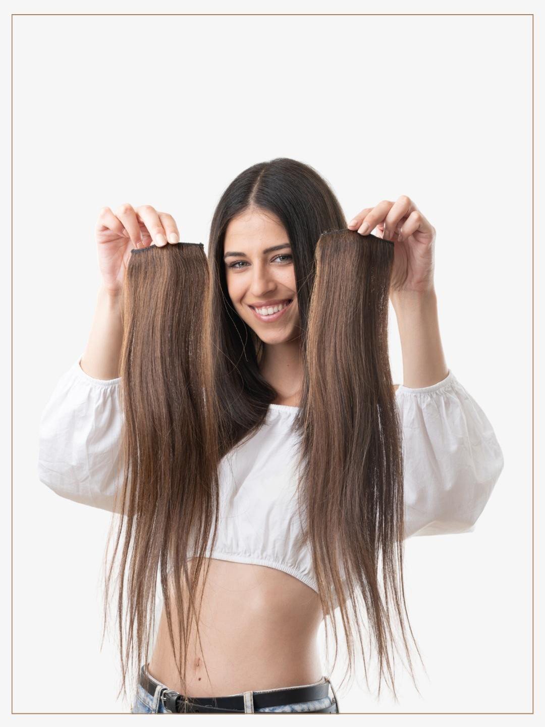 

HAIR ORIGINALS 2-Pcs Side Patch Clip-In Hair Extension Set - Medium Brown 22