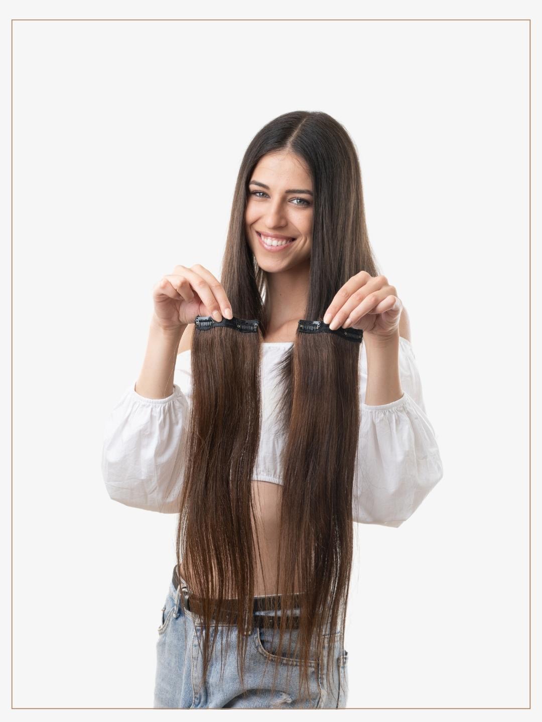 

HAIR ORIGINALS 2-Pcs Side Patch Clip-In Hair Extension - Natural Brown