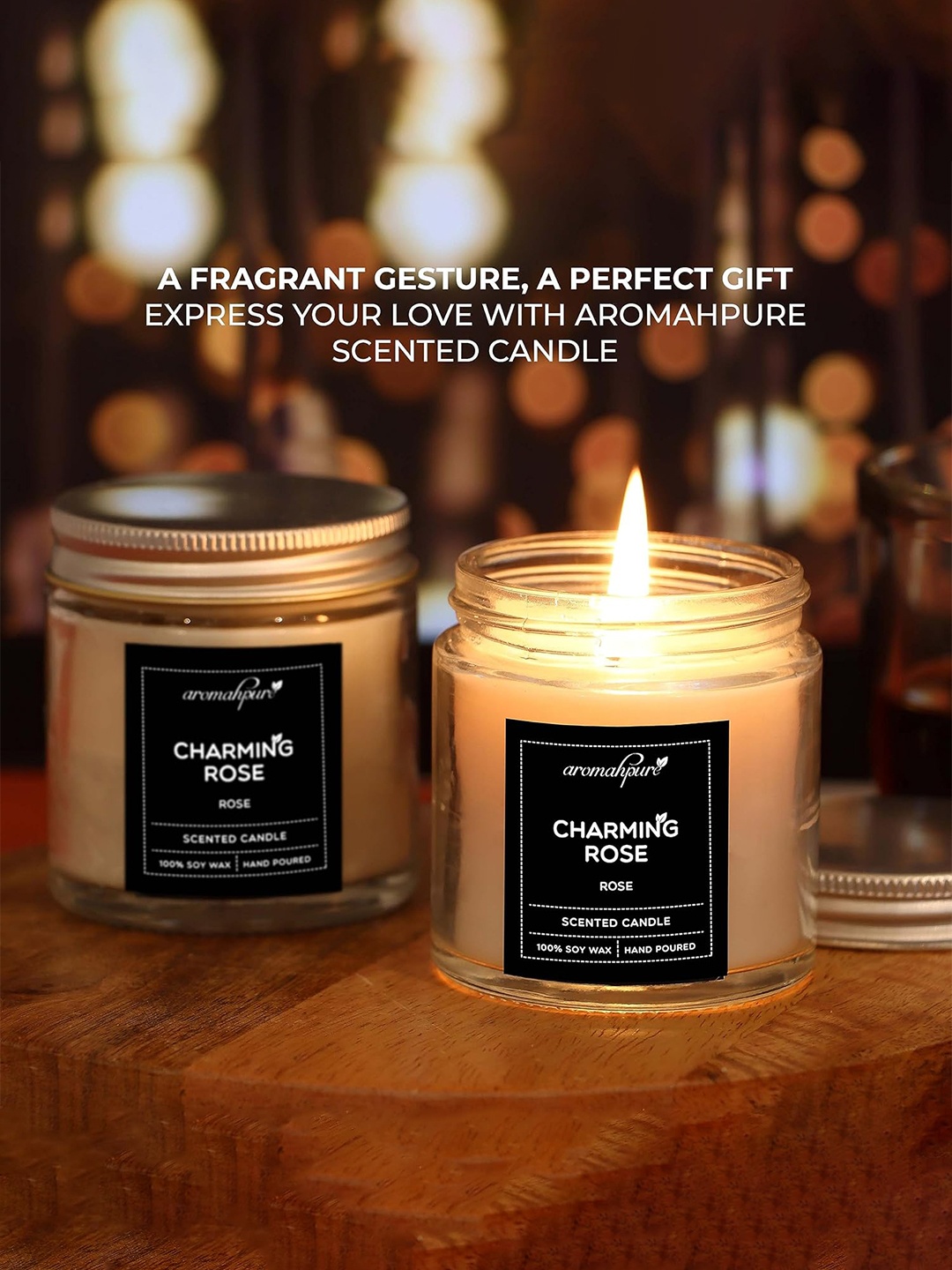 

Aromahpure 2 Pcs White Rose Scented Jar Candles