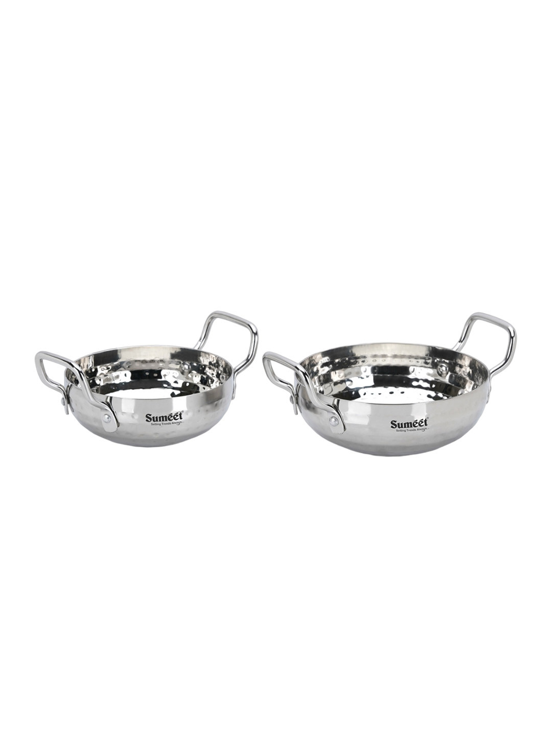 

Sumeet 2 Pcs Hammered Stainless Steel Kadhai, Silver