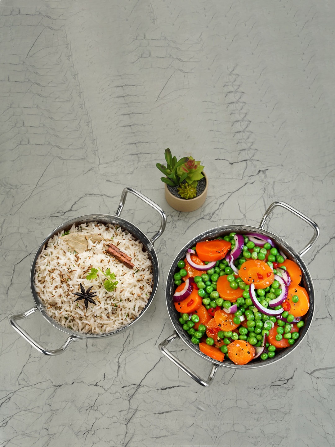 

Sumeet 2 Pcs Silver-Toned Dishwasher Safe Stainless Steel Kadhai Cookware