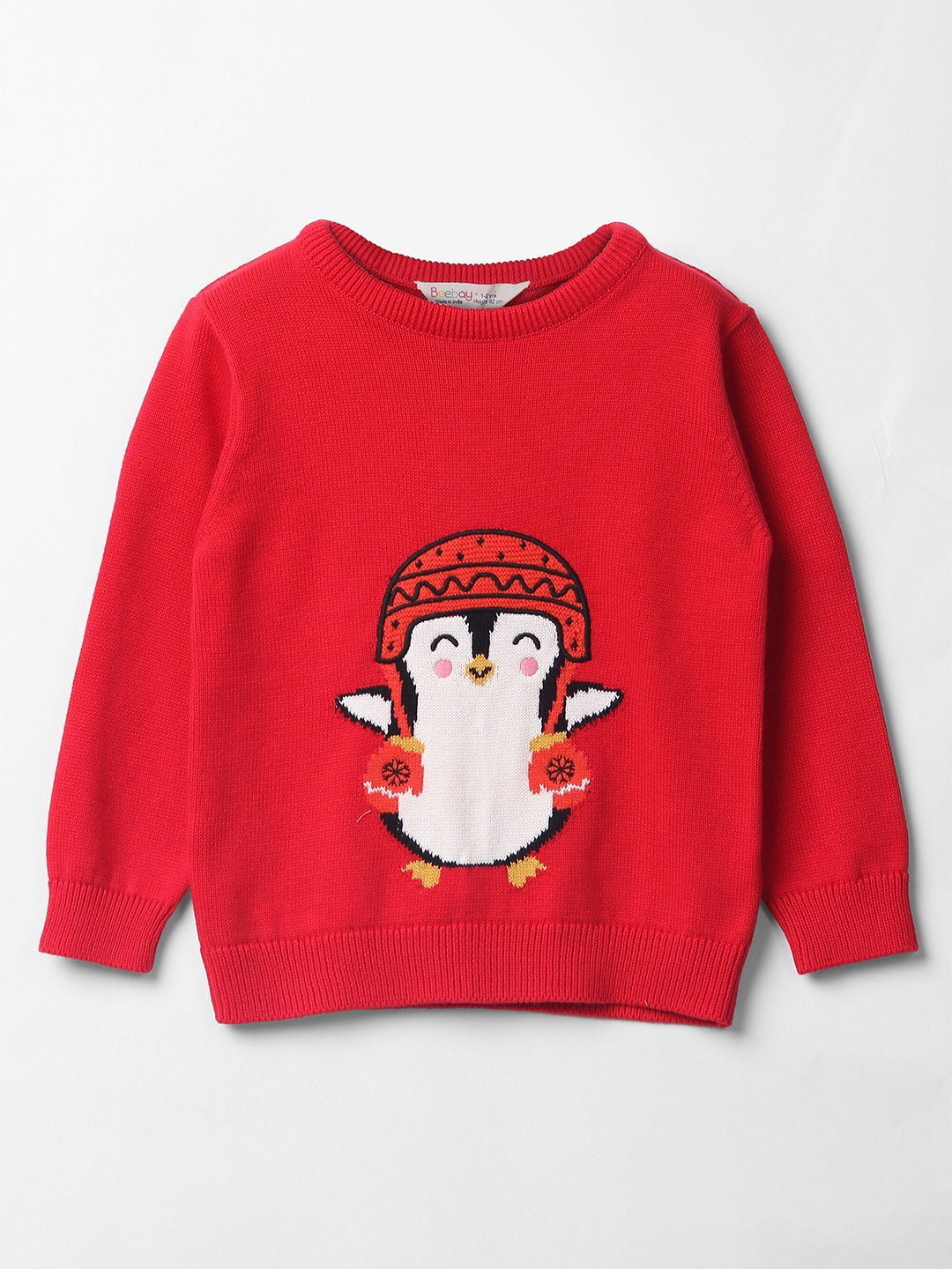 

Beebay Girls Graphic Self Design Cotton Pullover Sweater, Red