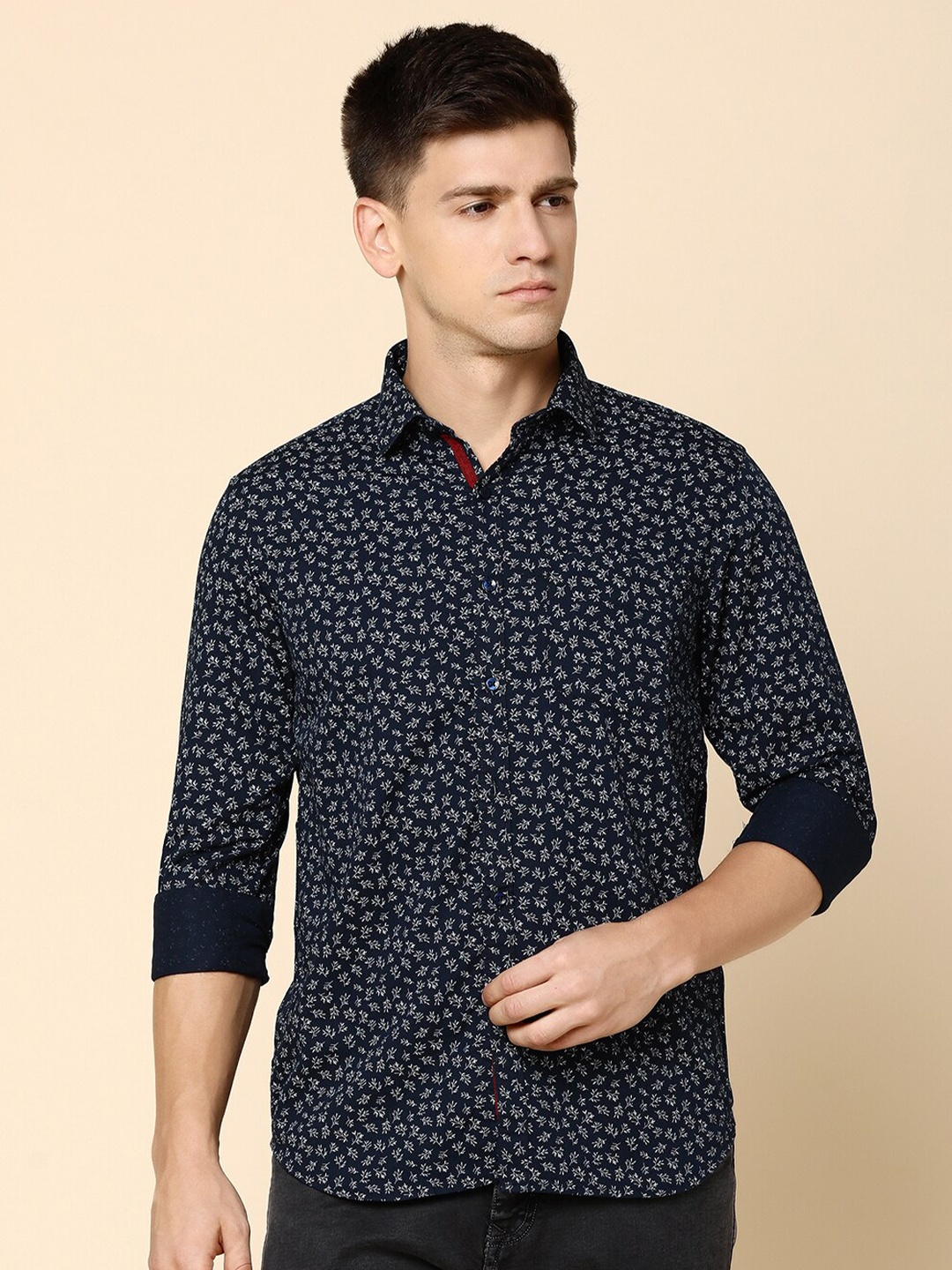 

V-Mart Floral Printed Twill Cotton Casual Shirt, Blue