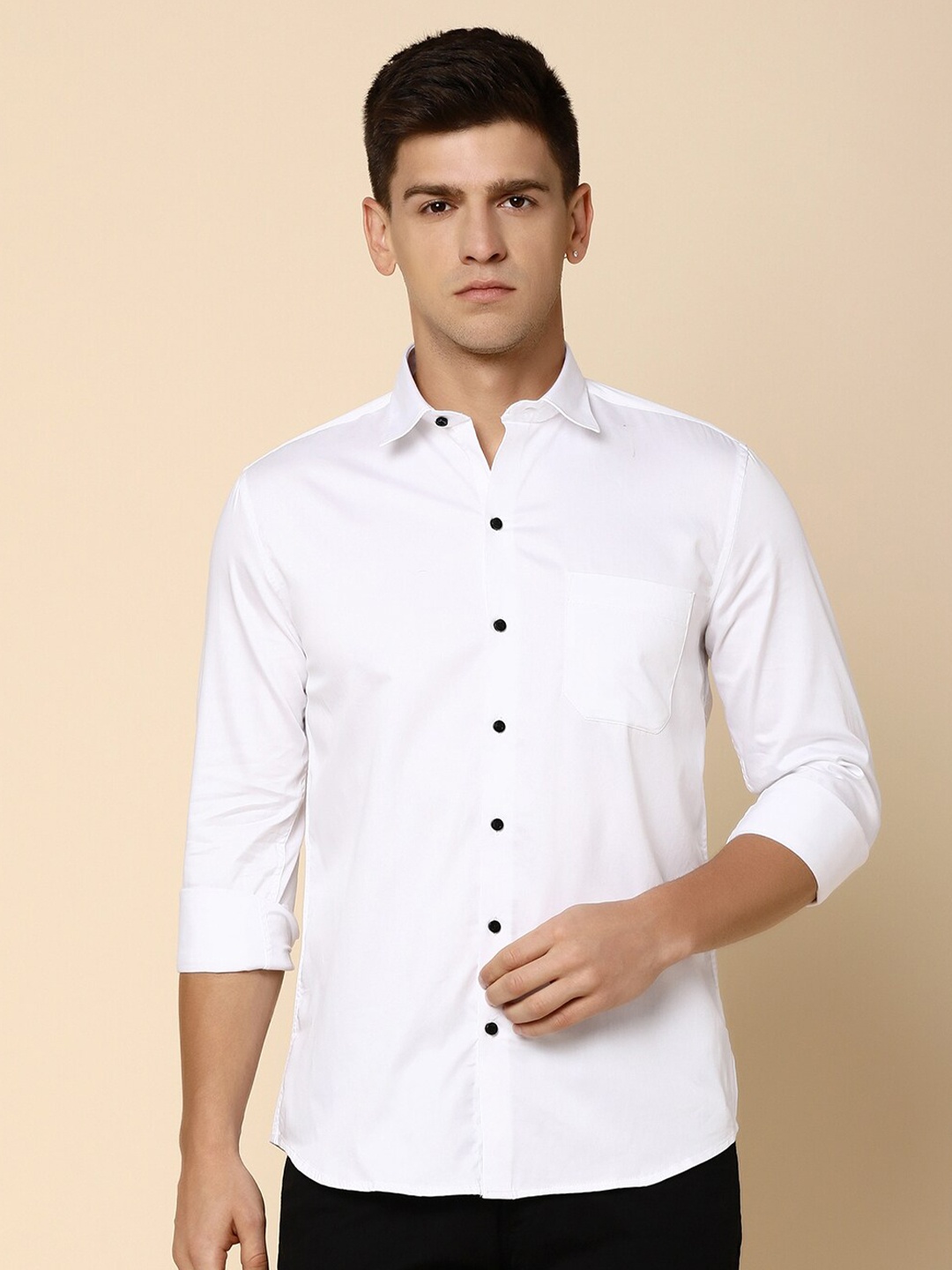 

V-Mart Satin Opaque Casual Shirt, White