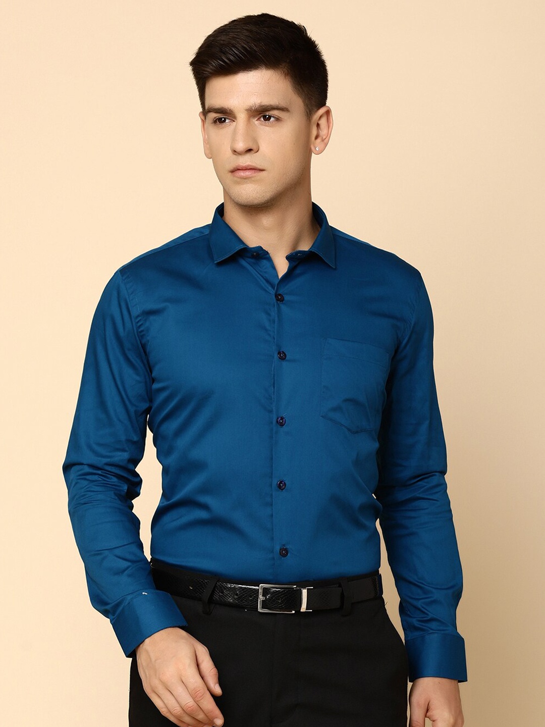 

J White by Vmart Spread Collar Twill Cotton Formal Shirt, Teal