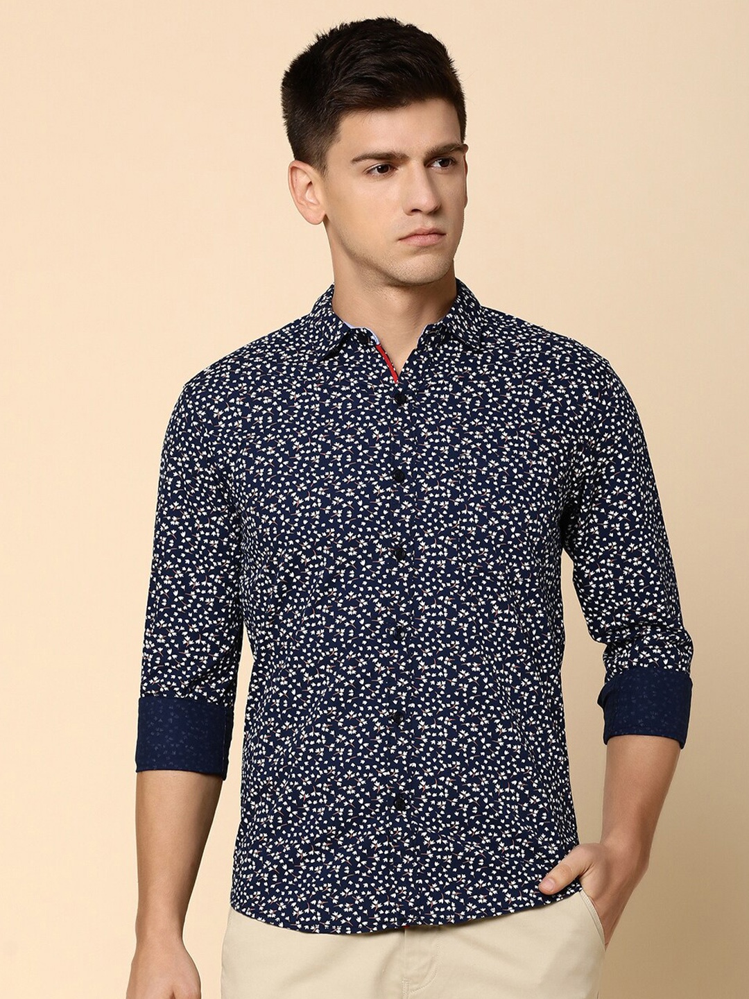 

V-Mart Floral Printed Slim Fit Opaque Cotton Casual Shirt, Blue