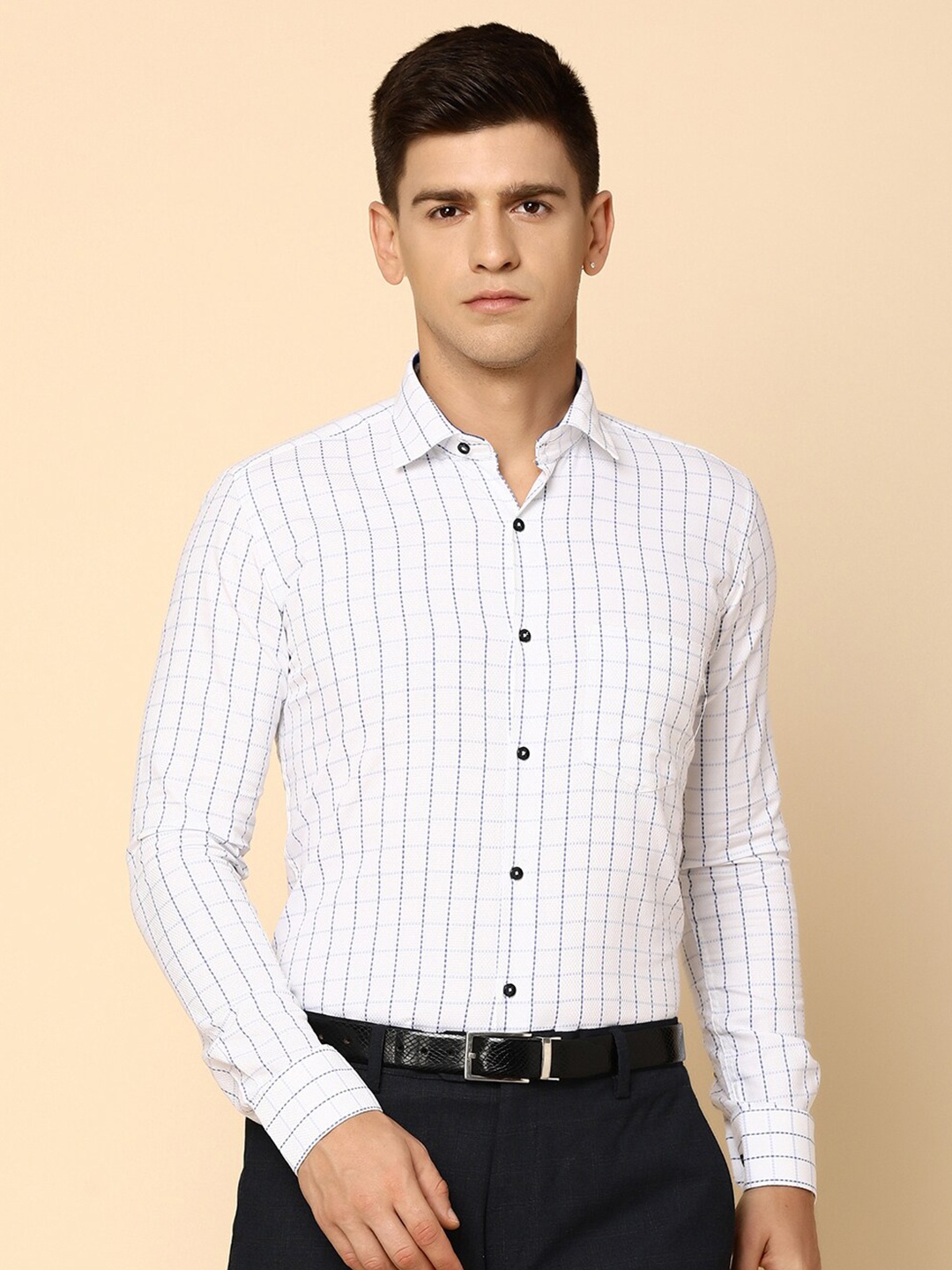 

J White by Vmart Tattersall Checked Cotton Formal Shirt