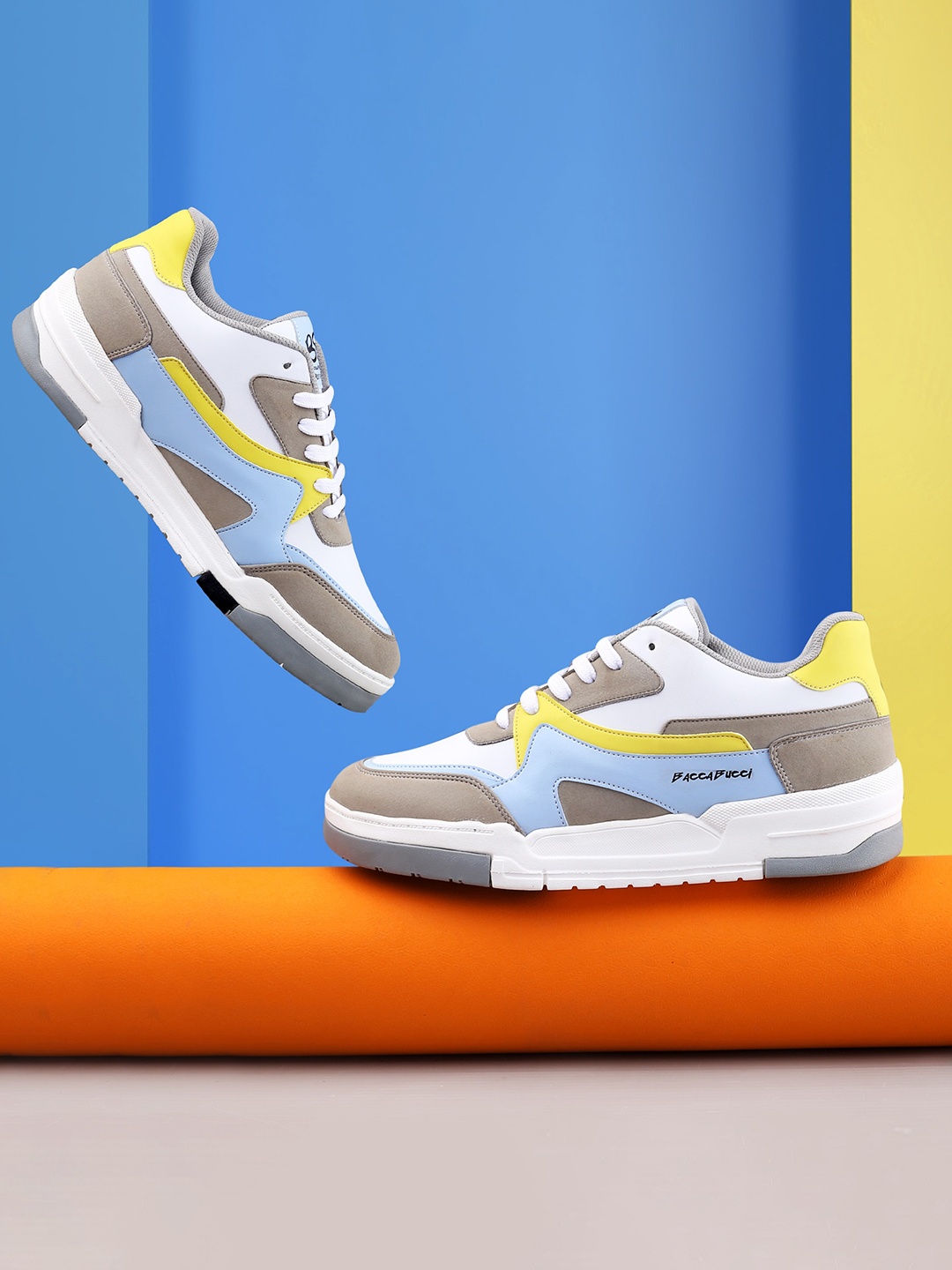 

bacca bucci Men STREET PUNK Colourblocked Low Top Sneakers, Yellow