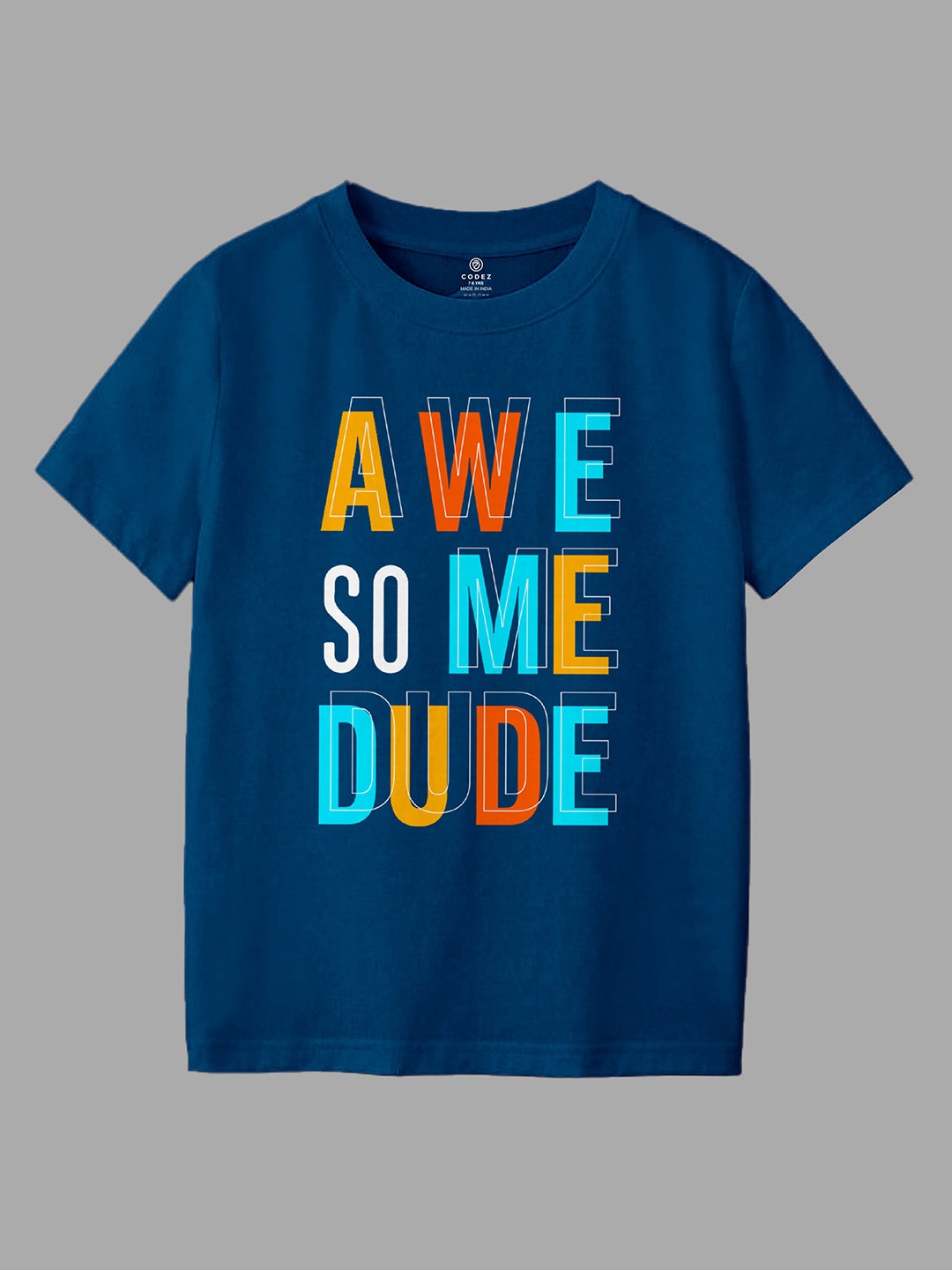

CODEZ Boys Typography Printed Round Neck Pure Cotton T-shirt, Blue