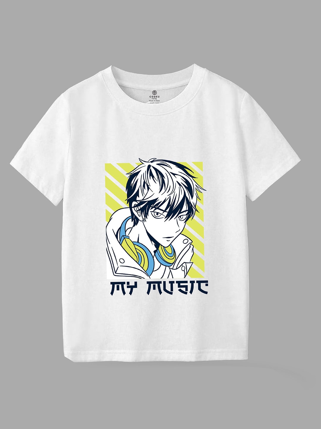 

CODEZ Boys Graphic Printed Round Neck Pure Cotton T-shirt, White
