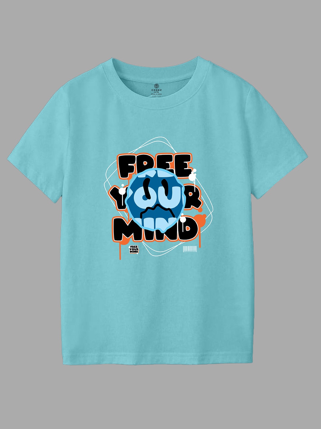 

CODEZ Boys Typography Printed Round Neck Pure Cotton T-shirt, Blue