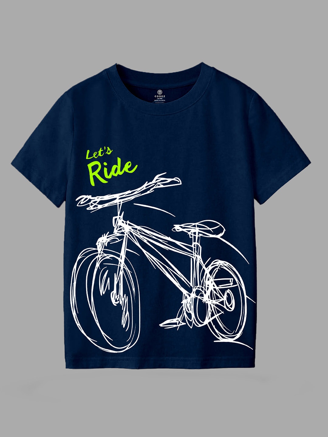 

CODEZ Boys Graphic Printed Round Neck Pure Cotton T-shirt, Navy blue