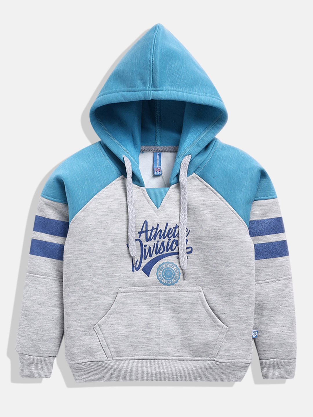 

GAME BEGINS Boys Colourblocked Hooded Sweatshirt, Grey
