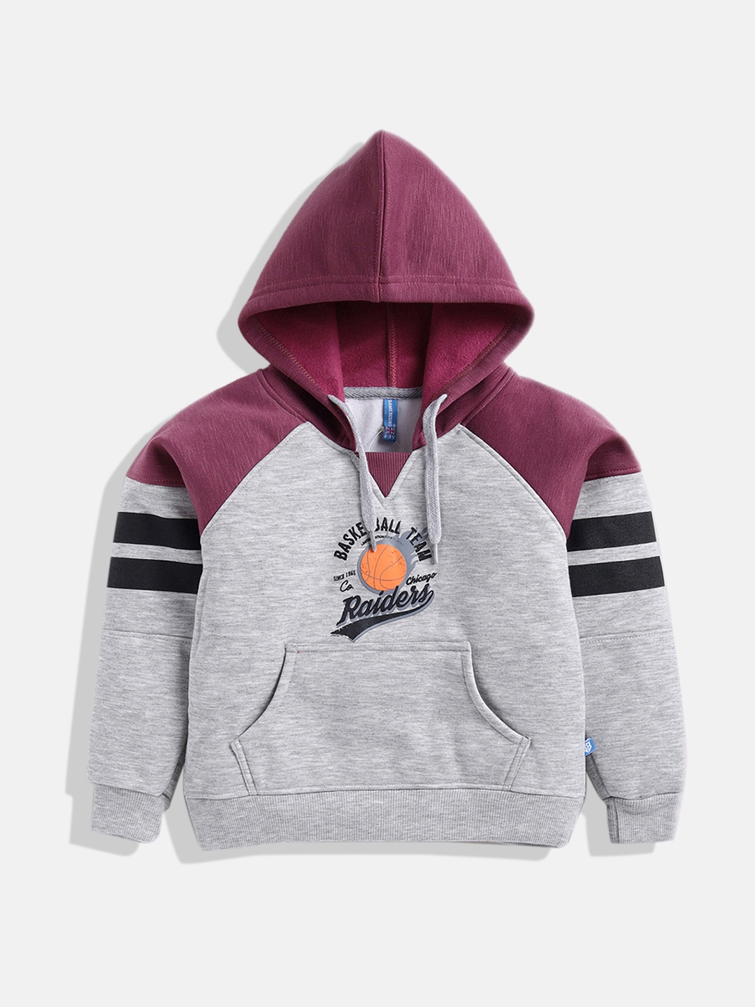 

GAME BEGINS Boys Colourblocked Hooded Sweatshirt, Grey
