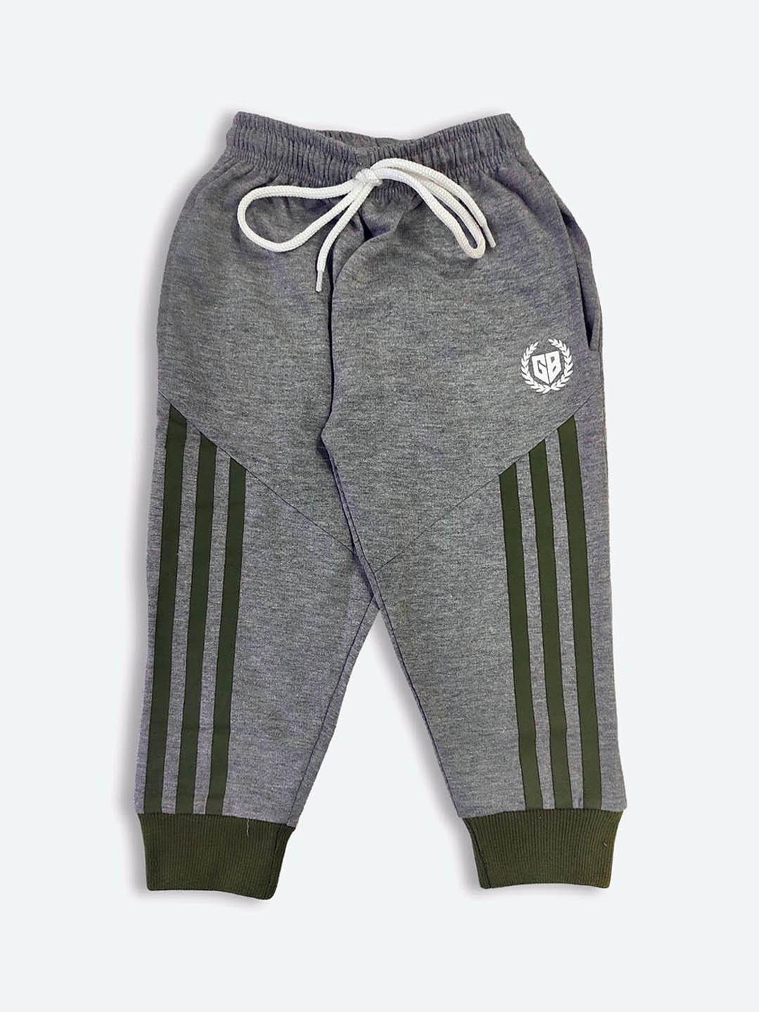 

GAME BEGINS Boys Striped Regular Fit Plain Cotton Joggers, Grey
