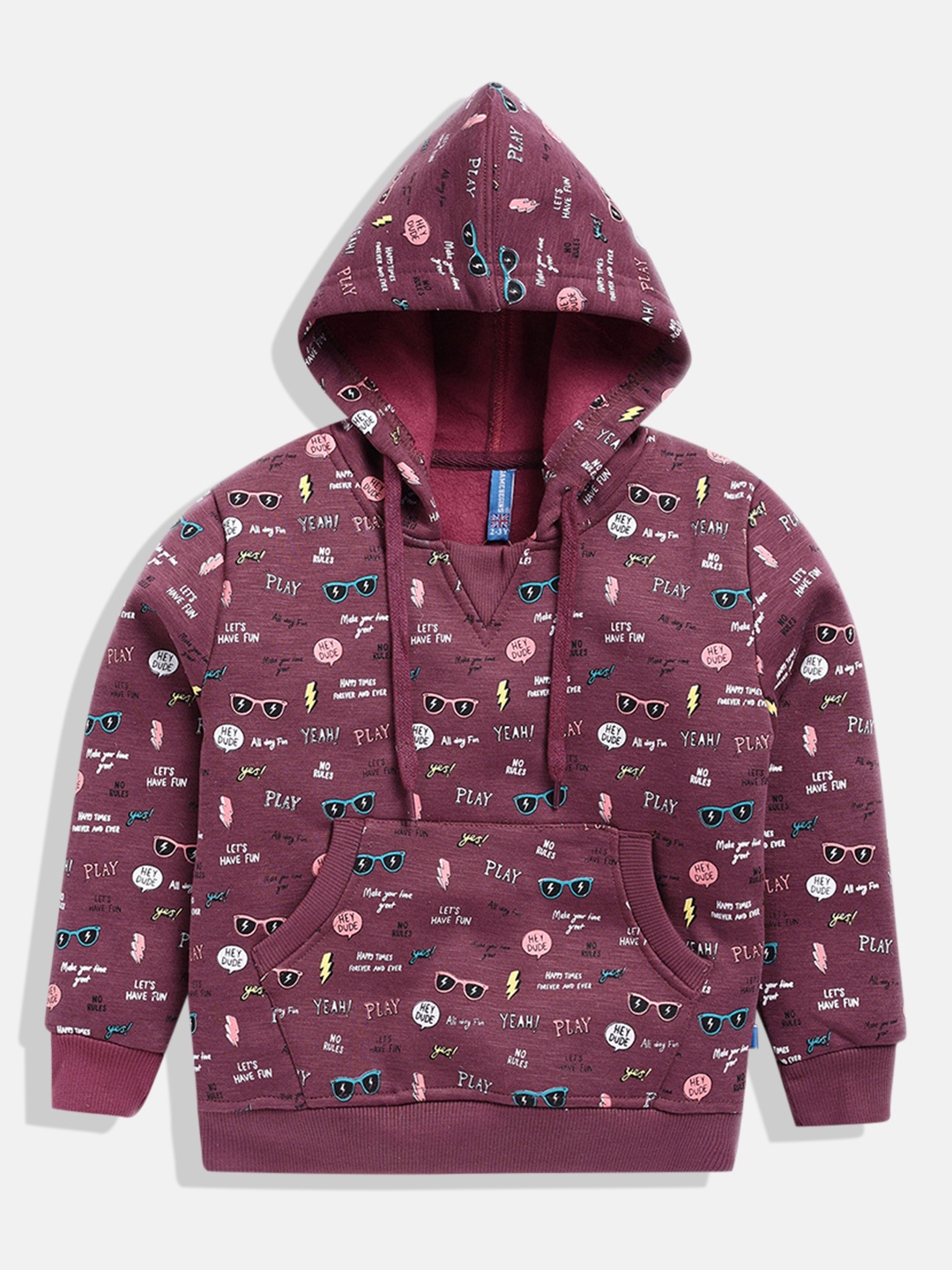 

GAME BEGINS Boys Conversational Printed Hooded Sweatshirt, Burgundy