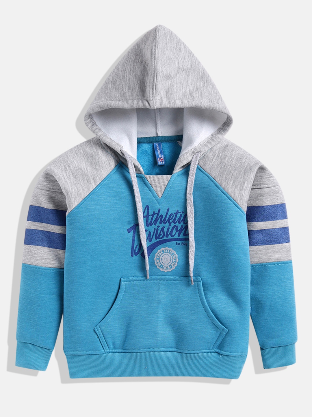 

GAME BEGINS Boys Colourblocked Hooded Sweatshirt, Blue