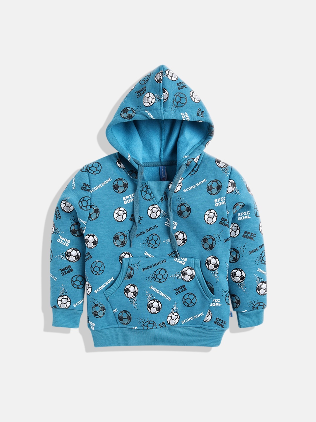 

GAME BEGINS Boys Typography Printed Hooded Pullover, Teal