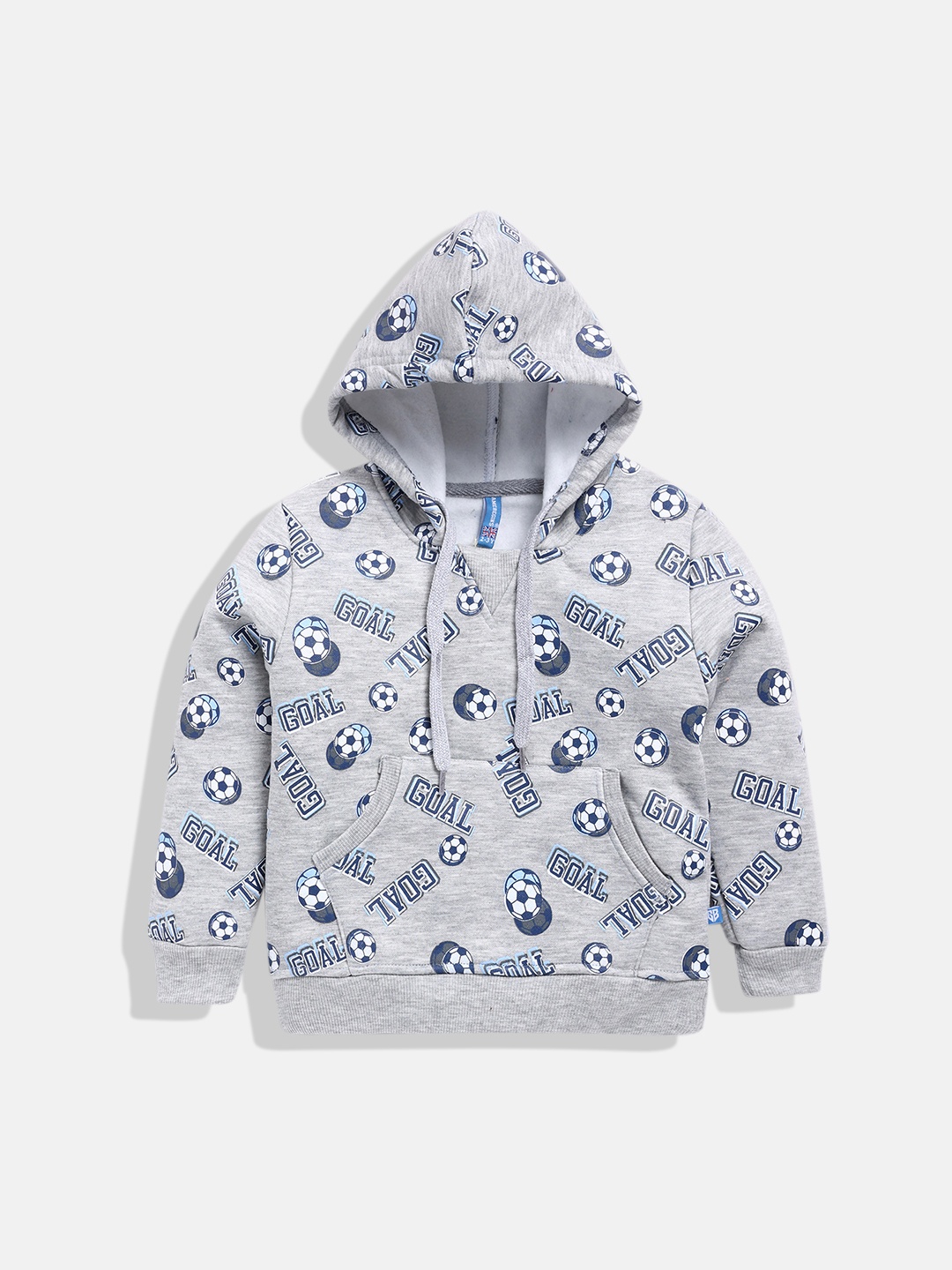 

GAME BEGINS Boys Typography Printed Hooded Pullover, Grey