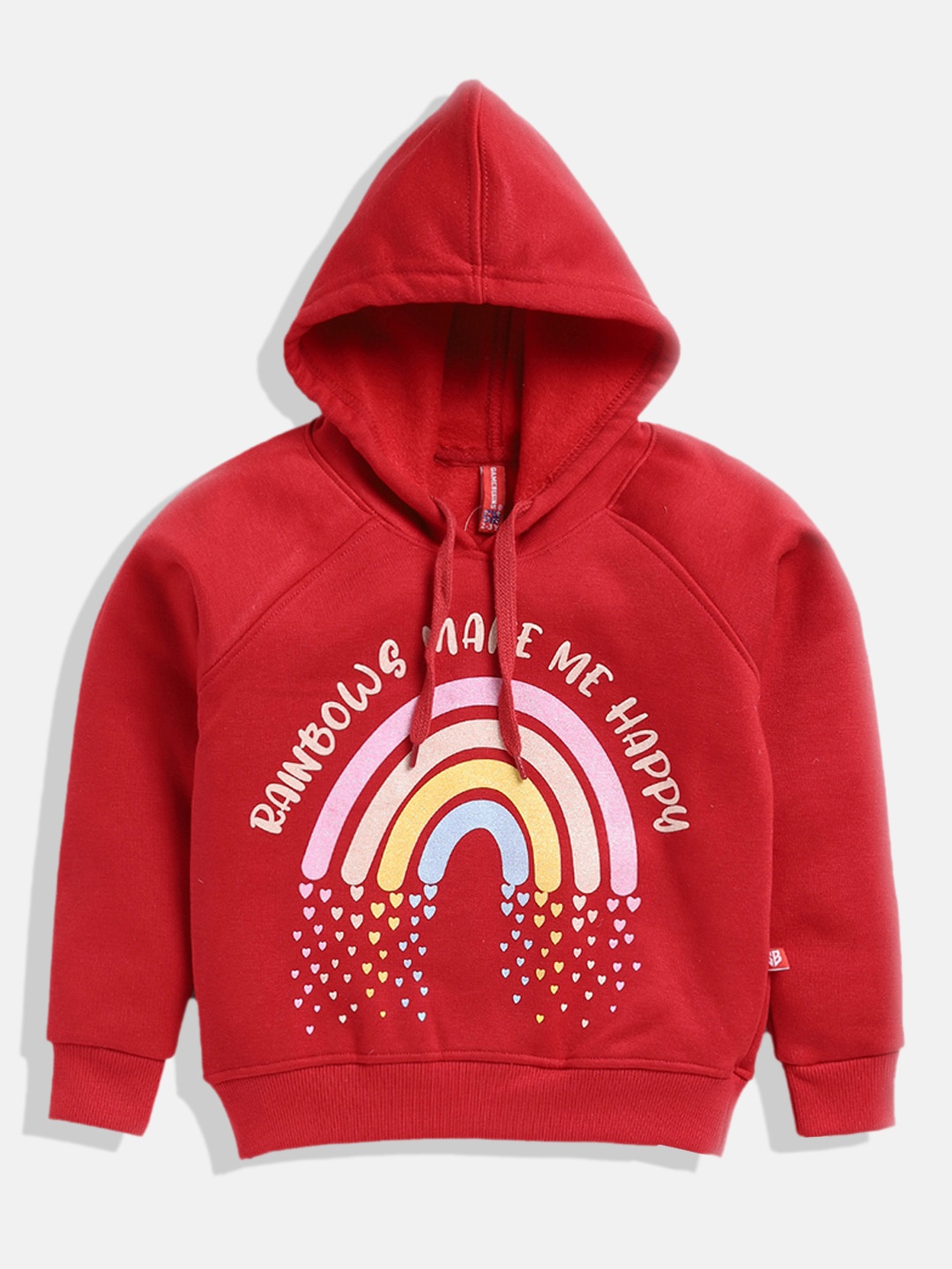 

GAME BEGINS Girls Printed Hooded Sweatshirt, Red
