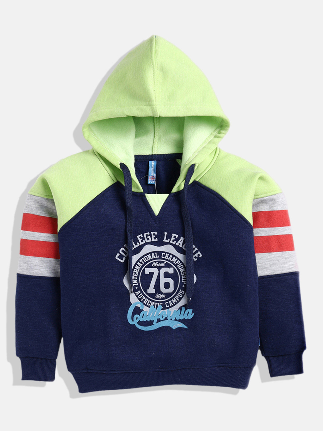 

GAME BEGINS Boys Colourblocked Hooded Pullover, Navy blue
