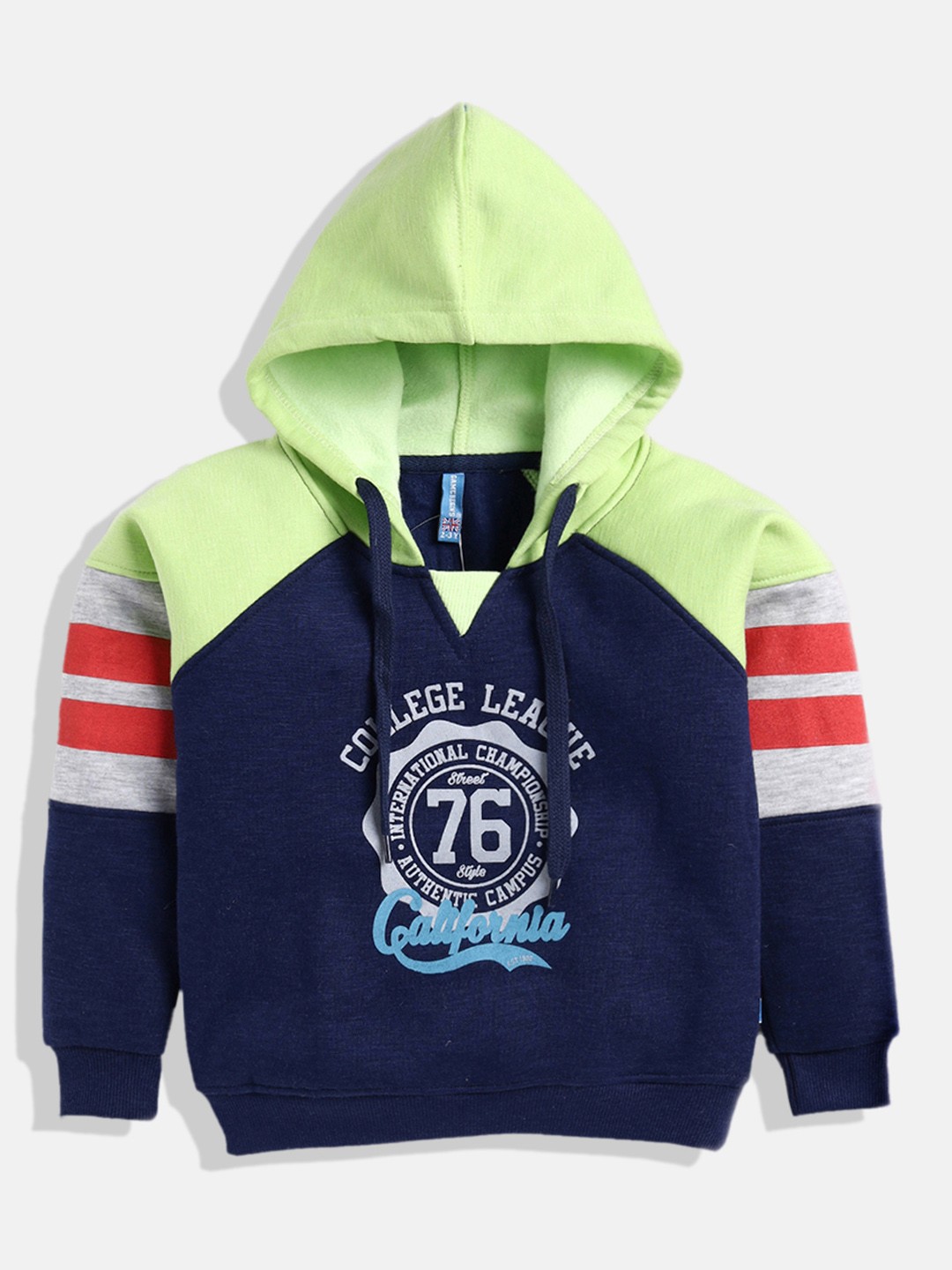 

GAME BEGINS Boys Colourblocked Hooded Sweatshirt, Navy blue