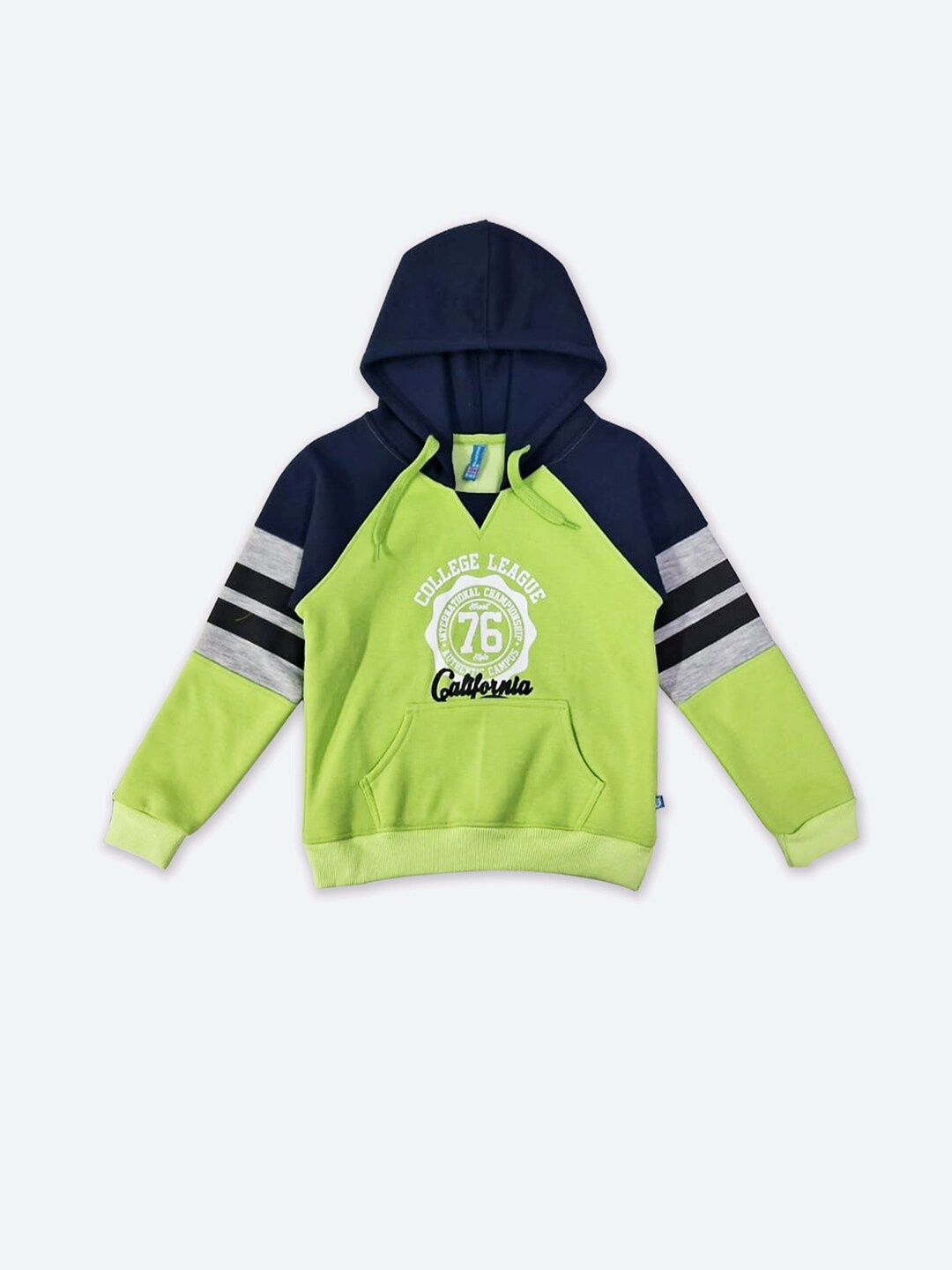 

GAME BEGINS Boys Typography Printed Hooded Pullover, Lime green