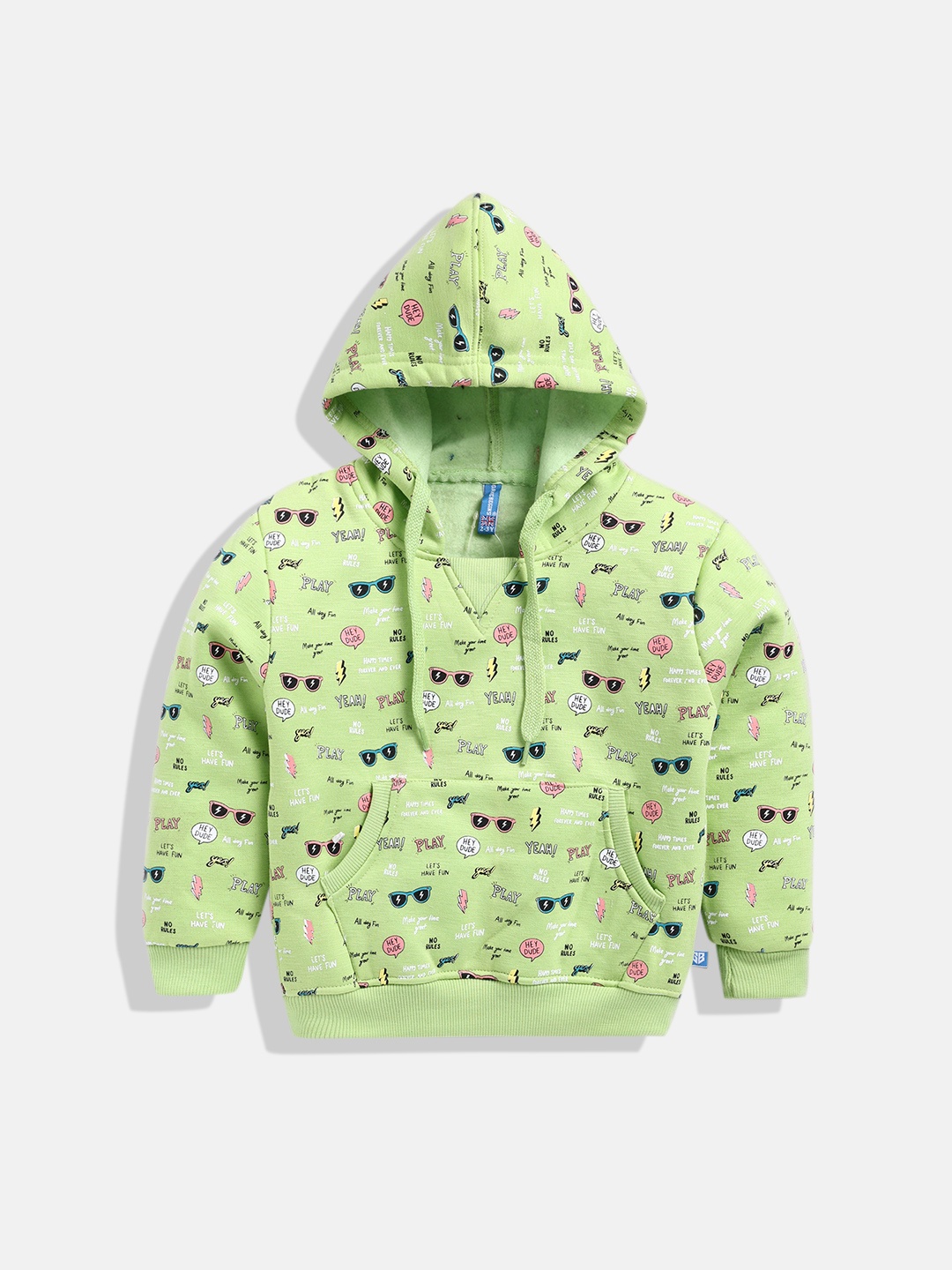 

GAME BEGINS Boys Graphic Printed Hooded Pullover Sweatshirt, Lime green