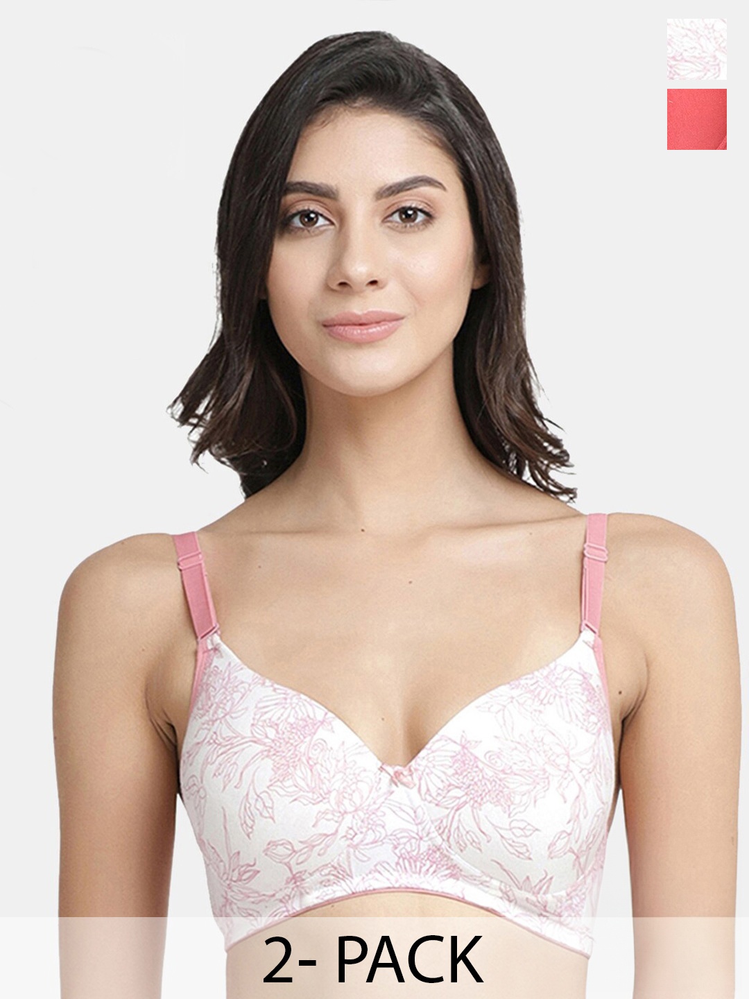 

Inner Sense Pack Of 3 Anti Microbial Full Coverage Lightly Padded T-shirt Bra, White